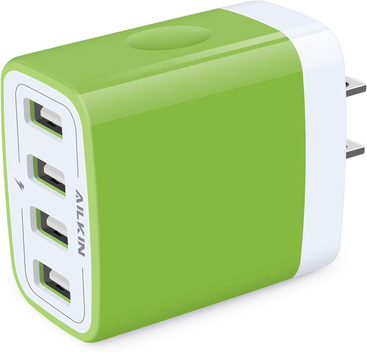 USB Charger Cube, Wall Charger Plug, AILKIN 4.8A 4-Muti Port Adapter Power Plug Charging Station Box Base Replacement for Iphone 14 13 12 11 Pro Max/X/8/7, Ipad, Samsung Phones  Shenzhen Putuo Technology Co.,Ltd Green 1 