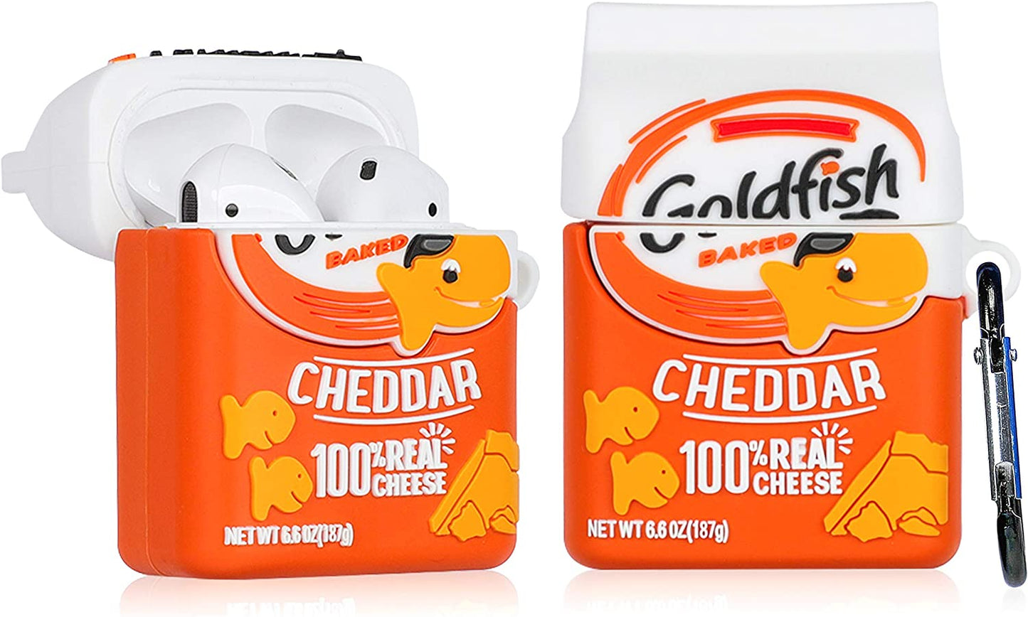 Oqplog for Airpod 2/1 Case Food Design Cover for Airpods Silicone Cases Air Pods Cute Funny Cartoon 3D Kawaii Fun Soft Designer Unique Fashion Cool Pretty for Girls Boys Teen Girly (Smart Popcorn)  guangjianheni Gold Fish Cookie  