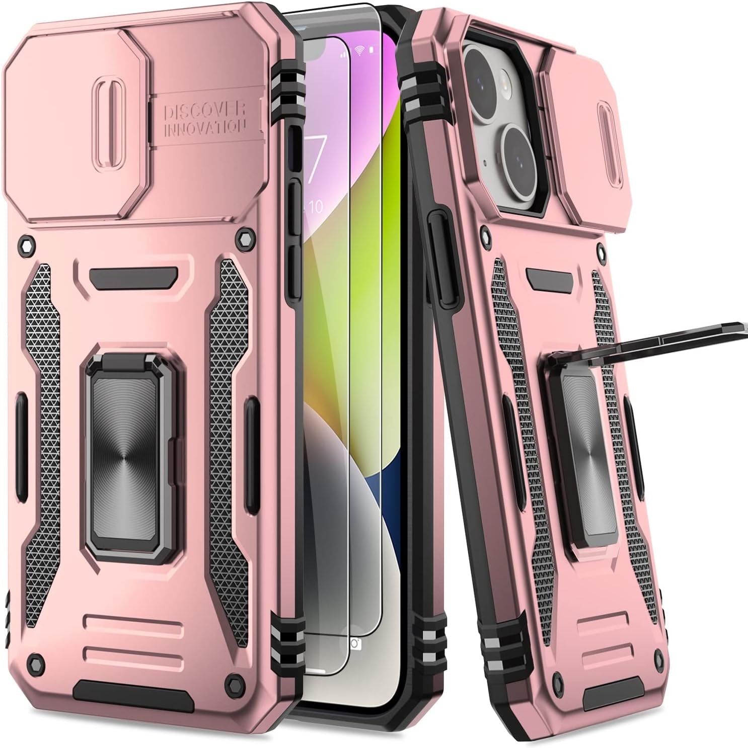 AUPAI Iphone 14 plus Case with Screen Protector,Iphone 14 plus Cover Crystal Clear Anti-Yellow Heavy Duty Acrylic Protective Phone Case with Magnetic Kickstand for Apple Iphone 14 Plus,Green  AUPAI   