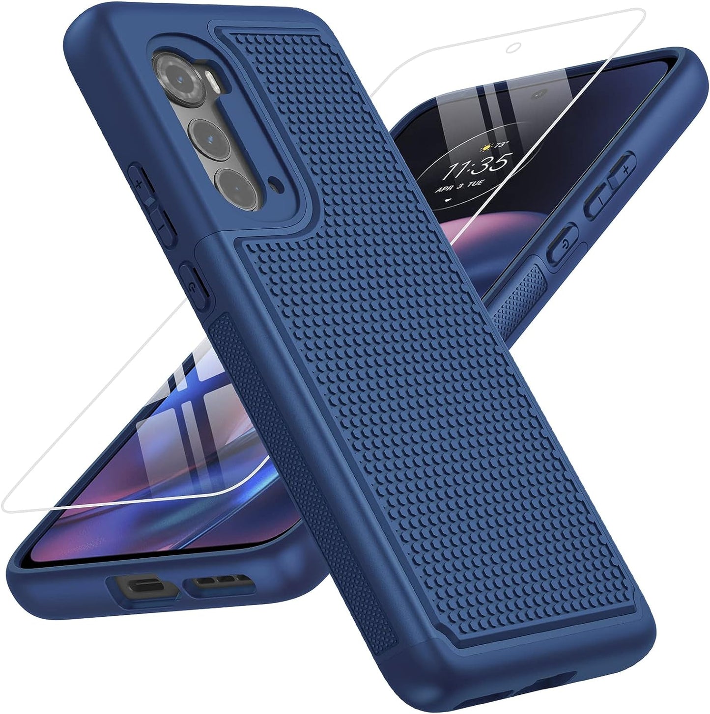 JXVM for Motorola Moto Edge 2022 Case: Moto Edge 5G UW 2022 Dual Layer Case | Shockproof Protective Cell Phone Cover with Hybrid Sturdy Textured Shell - Drop Proof Protection - 6.6 Inches (Blue)  JXVM   