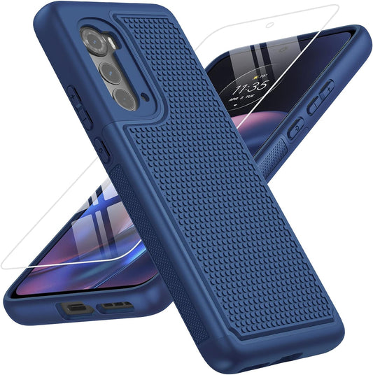 JXVM for Motorola Moto Edge 2022 Case: Moto Edge 5G UW 2022 Dual Layer Case | Shockproof Protective Cell Phone Cover with Hybrid Sturdy Textured Shell - Drop Proof Protection - 6.6 Inches (Blue)  JXVM   