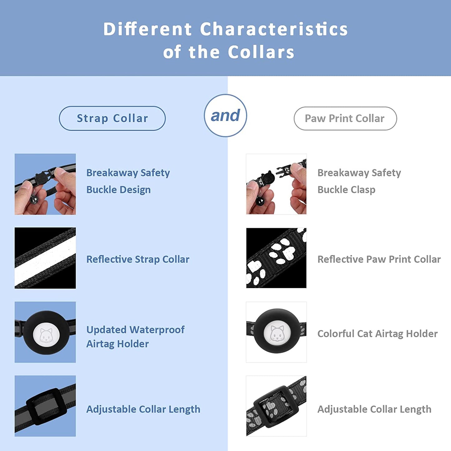 2Pack Airtag Cat Collars, Reflective Air Tag Cat Collar with Breakaway Safety Buckle and Bell, Adjustable Cat Collar with Airtag Holder Compatible with Apple Airtag for Small Pets (Black)  SimpleThings   