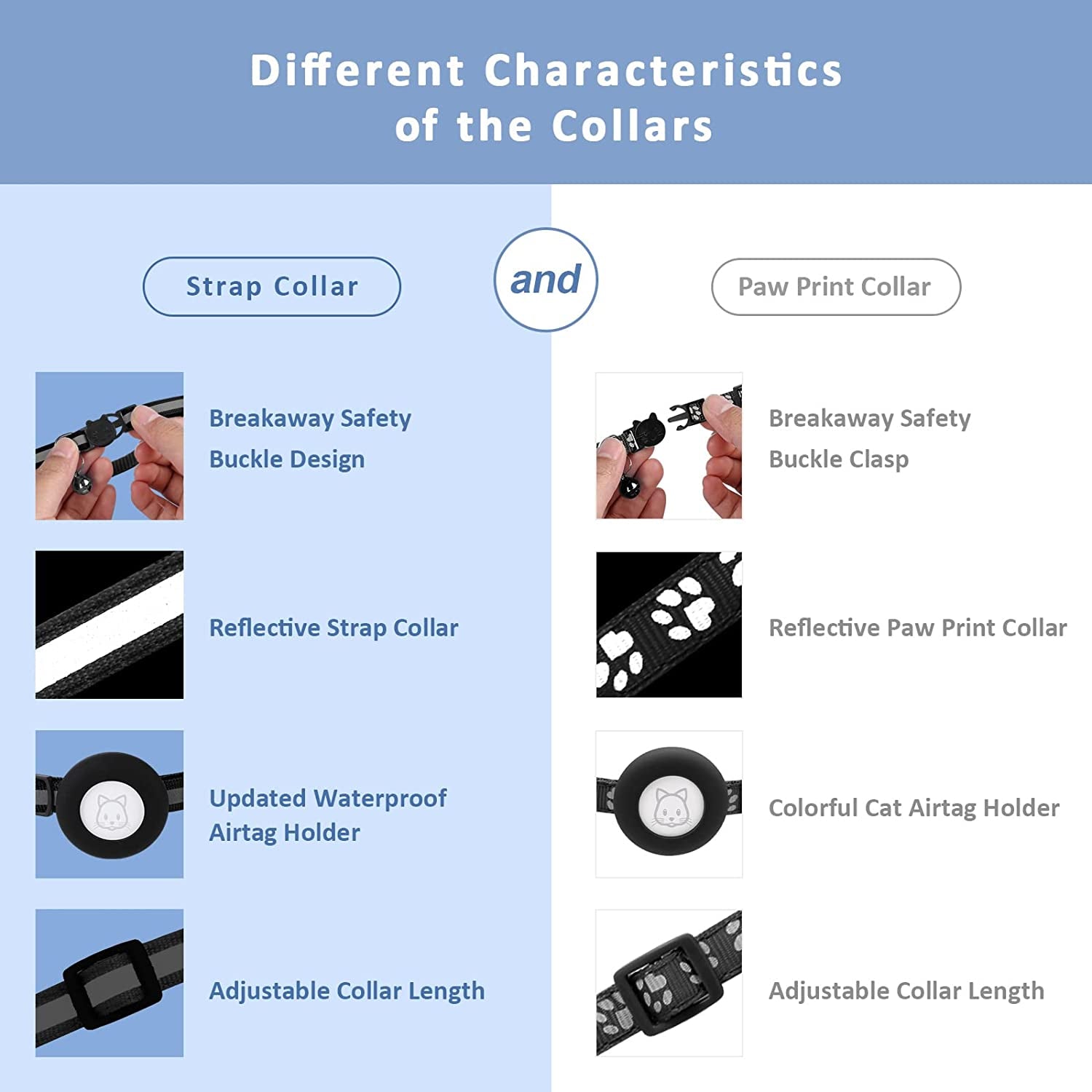 2Pack Airtag Cat Collars, Reflective Air Tag Cat Collar with Breakaway Safety Buckle and Bell, Adjustable Cat Collar with Airtag Holder Compatible with Apple Airtag for Small Pets (Black)  SimpleThings   