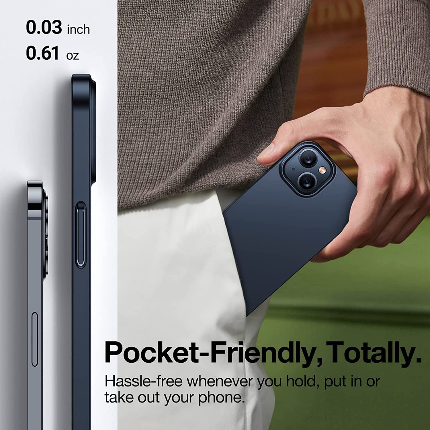 TORRAS Slim Fit for Iphone 14 Case/Iphone 13 Case, Ultra-Thin Sturdy Protective Cover with Anti-Scratch & No Fingerprint Hard Plastic Super Slim Phone Case for Iphone 14/13 (6.1"), Chimney Black  TORRAS   