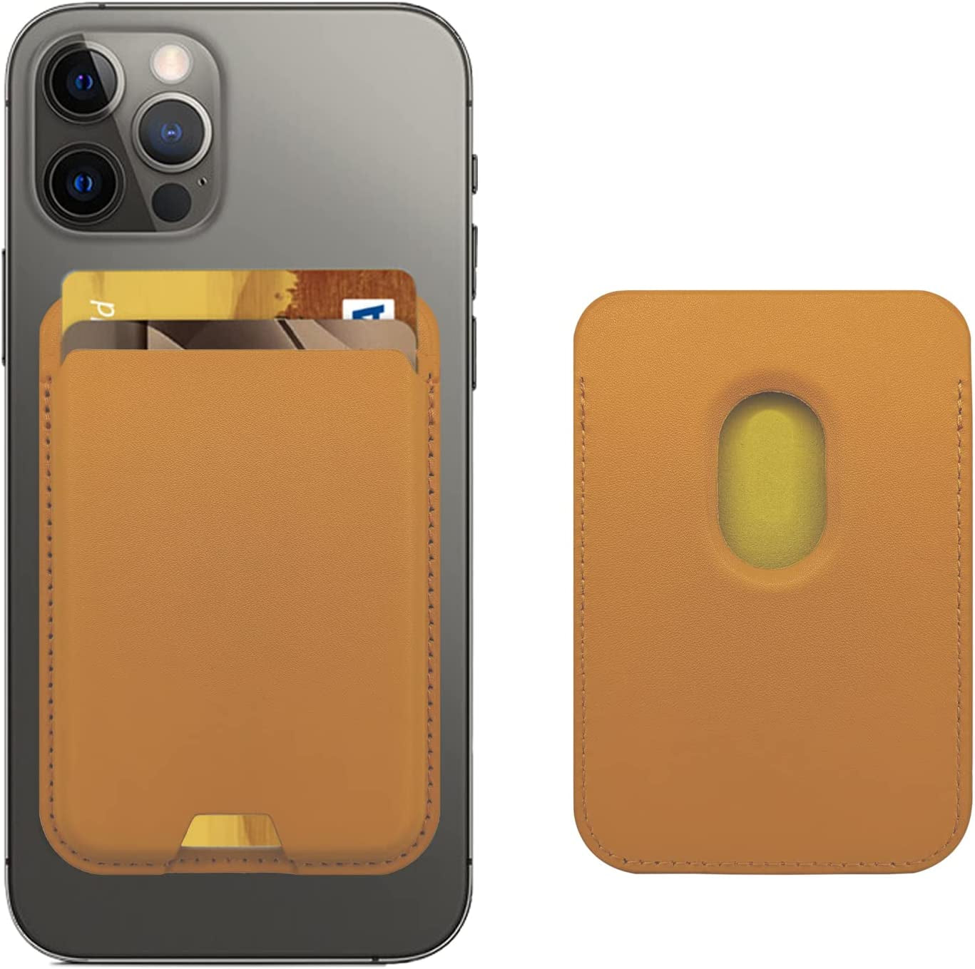 Magnetic Wallet Card Holder Compatible with Apple Magsafe Wallet for Iphone 14 Pro Max/14 Pro/14/14 Plus, Mag Safe Wallet for Iphone 13 Pro Max/13 Pro/13/13 Mini/Iphone 12 Series, Midnightblack  iLodn Yellow  