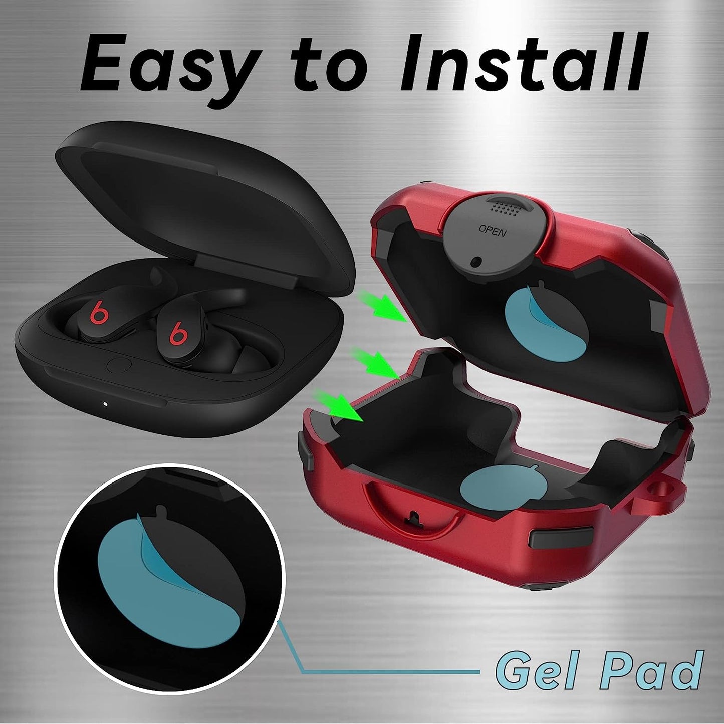 Case for Beats Fit Pro 2021, Secure Lock Cases Compatible with Beats Fit Pro Protective Cover Earbuds Carry Switch Protector with Anti-Lost Carabiner (Red)  AIBEAMER   