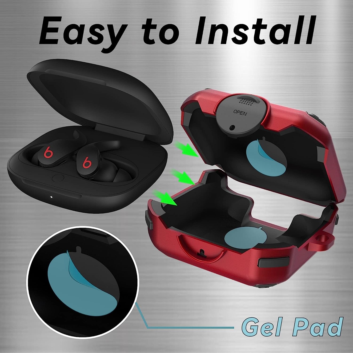 Case for Beats Fit Pro 2021, Secure Lock Cases Compatible with Beats Fit Pro Protective Cover Earbuds Carry Switch Protector with Anti-Lost Carabiner (Red)  AIBEAMER   