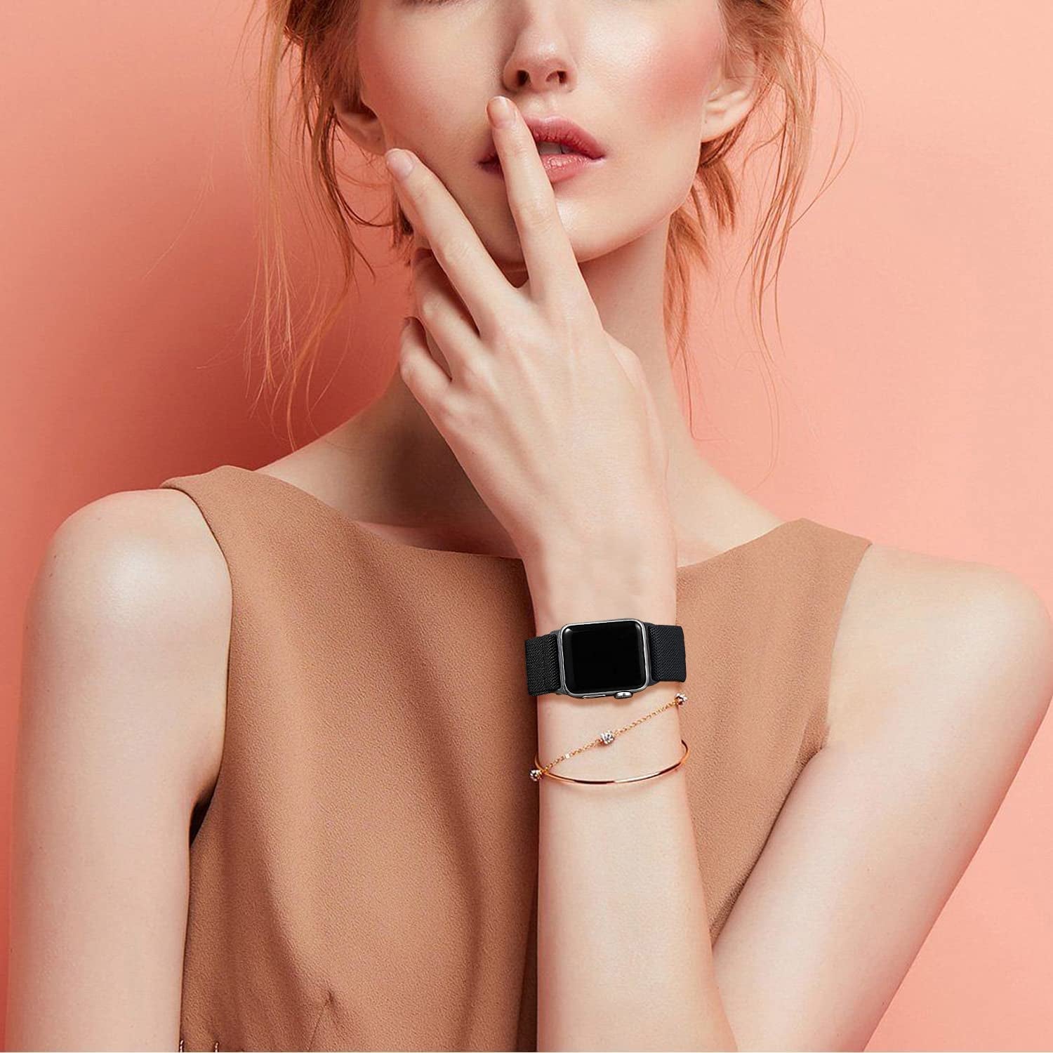 Stretchy Nylon Bands Compatible with Apple Watch Band 38Mm 40Mm 41Mm 42Mm 44Mm 45Mm 49Mm for Women Men, Elastic Solo Loop Adjustable Sport Braided Strap for Iwatch Series 8 7 SE 6 5 4 3 2 1,4 Packs  Sunnywoo   