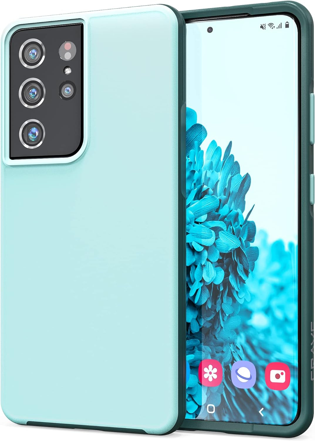 Crave Slim Guard for Galaxy S21 Ultra Case, Shockproof Case for Samsung Galaxy S21 Ultra, S21 Ultra 5G (6.8 Inch) - Navy  Crave Aqua  