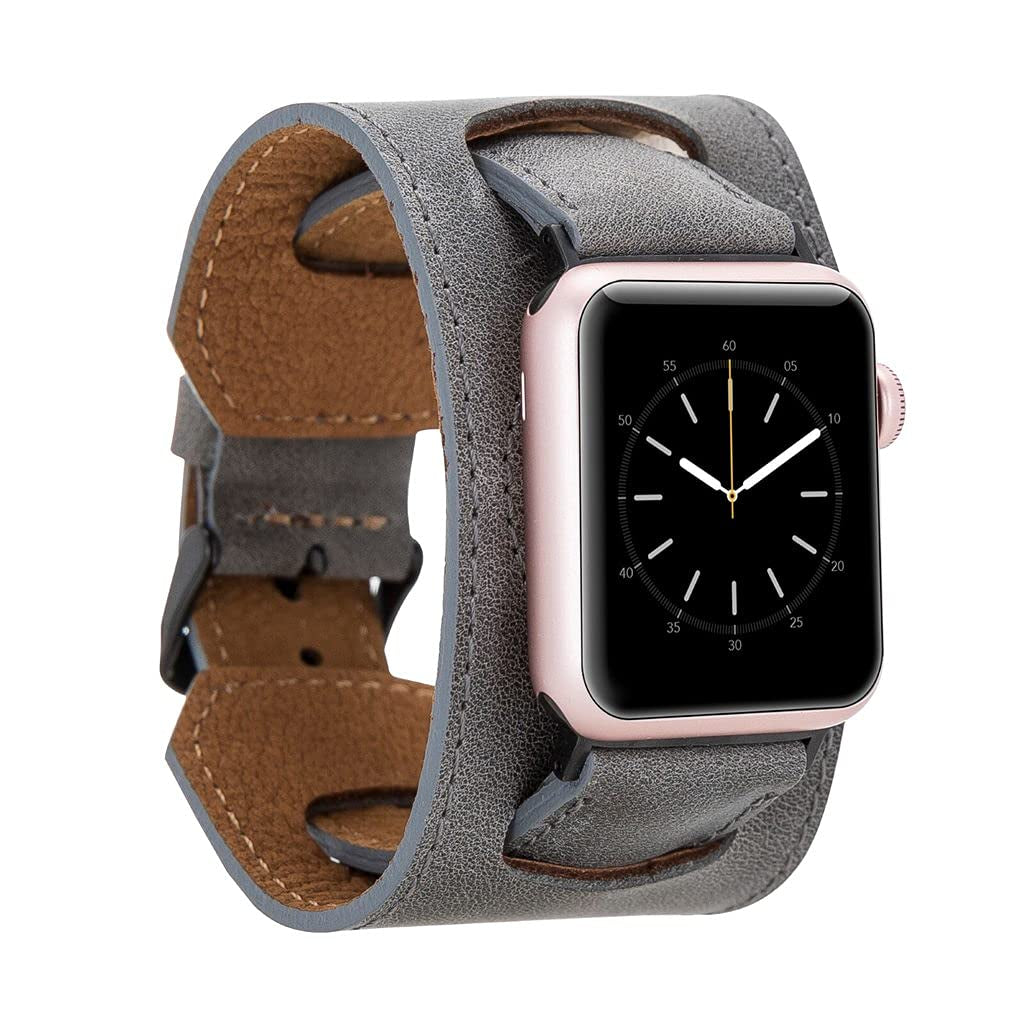 HARDISTON Cuff Watch Band Compatible with Apple 44Mm for Men & Women, Handmade Genuine Leather, Compatible with Iwatch Series 7 6 5 4 3 2 1 SE, Wrist Bracelet Arm Band, Medium/Band-Russet  HARDISTON Band-Grey iWatch-38mm / Band-Medium 