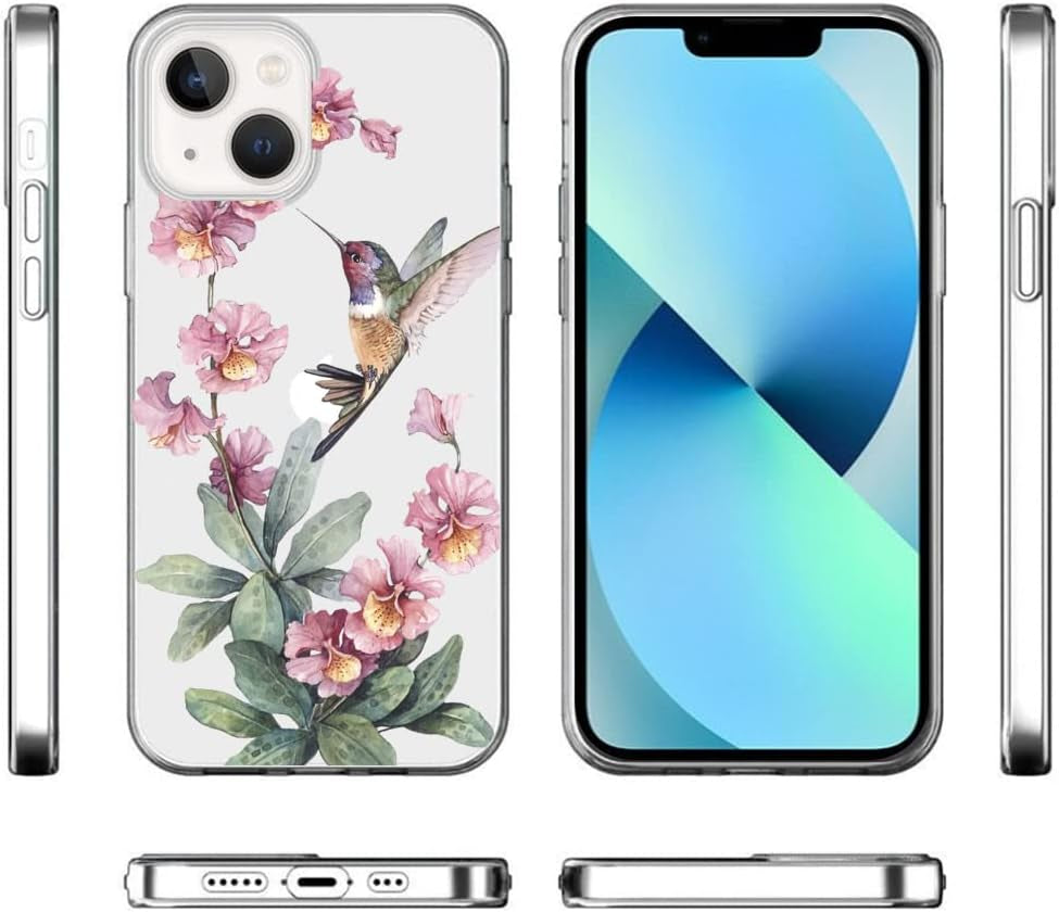 Ademen Clear Case for Iphone 13 Case 6.1 Inches Cute Hummingbird Case for Girls Women Soft TPU Protective Bumper Case Cover for Iphone 13(Hummingbird)  Ademen   
