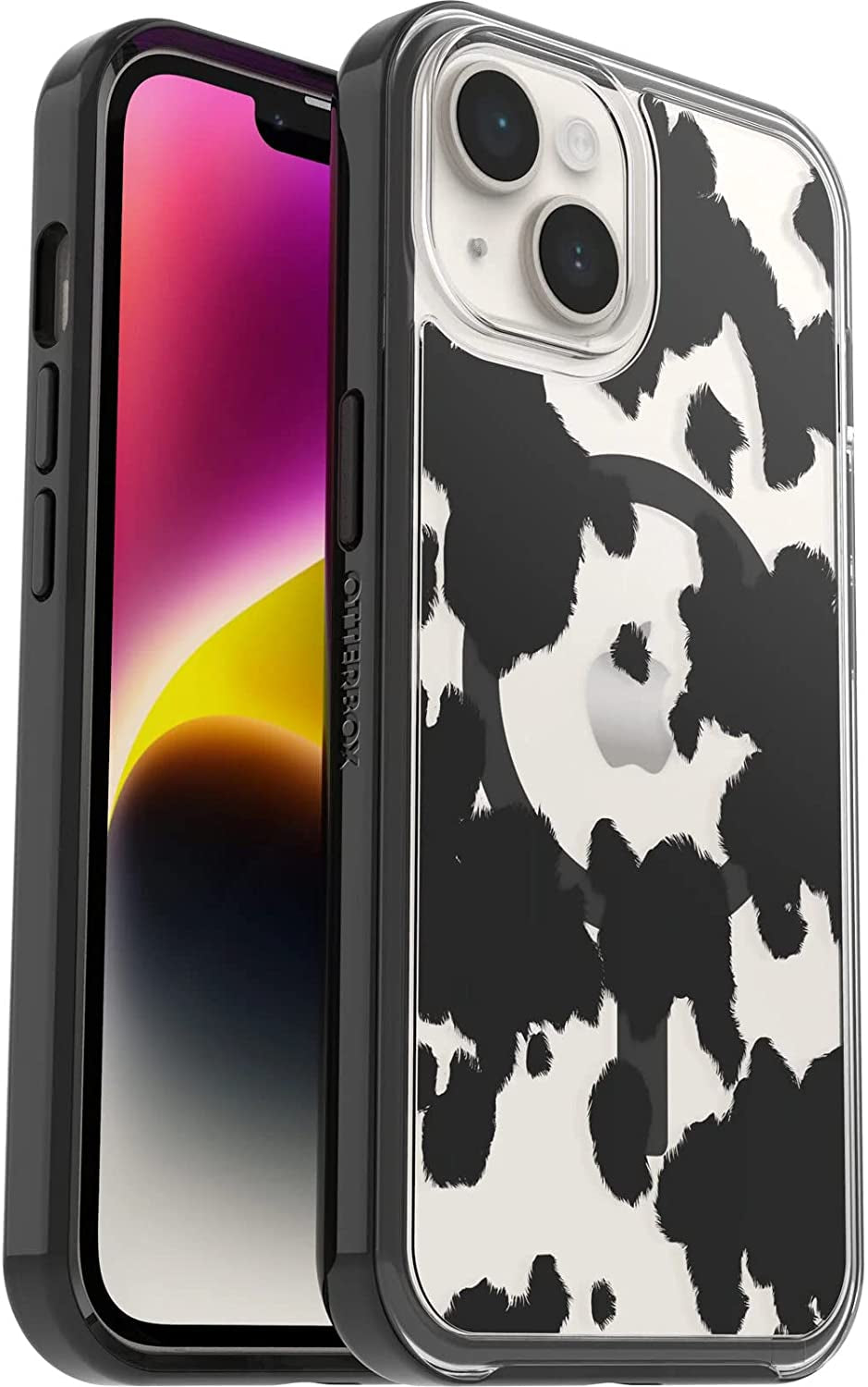 Otterbox Symmetry Clear Series+ Case with Magsafe for Iphone 14 & Iphone 13 (Only) - Non-Retail Packaging - Animal Instinct  OtterBox Cow Print  