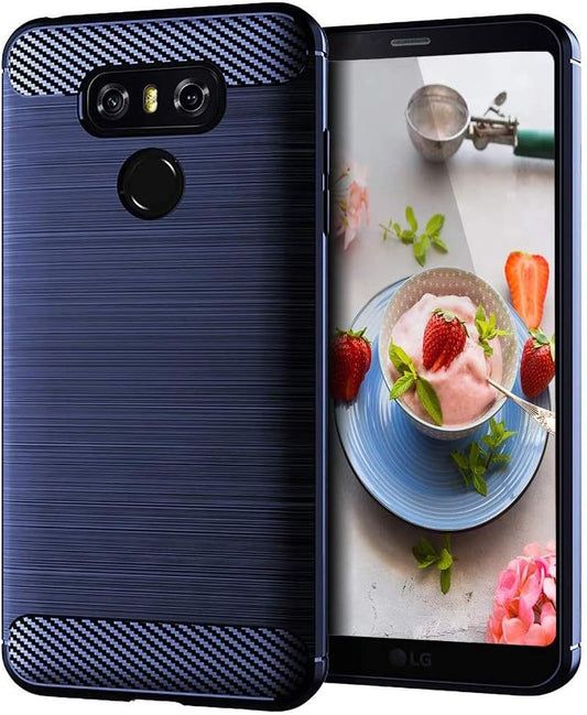SNOSHO for LG G6 plus Phone Case,Slim Thin Silicone Soft Skin Flexible TPU Lightweight Gel Rubber Carbon Fiber Anti-Scratch Shockproof Protective Cases Cover for LG G6,Brushed Blue  SNOSHO   