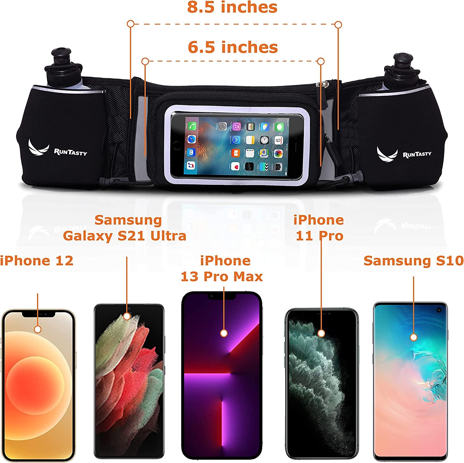 [Voted No.1 Hydration Belt] Runtasty Winners' Running Fuel Belt - Includes Accessories: 2 BPA Free Water Bottles & Runners Ebook - Fits Any Iphone - W/Touchscreen Cover - No Bounce Fit and More!  Karma Gear   