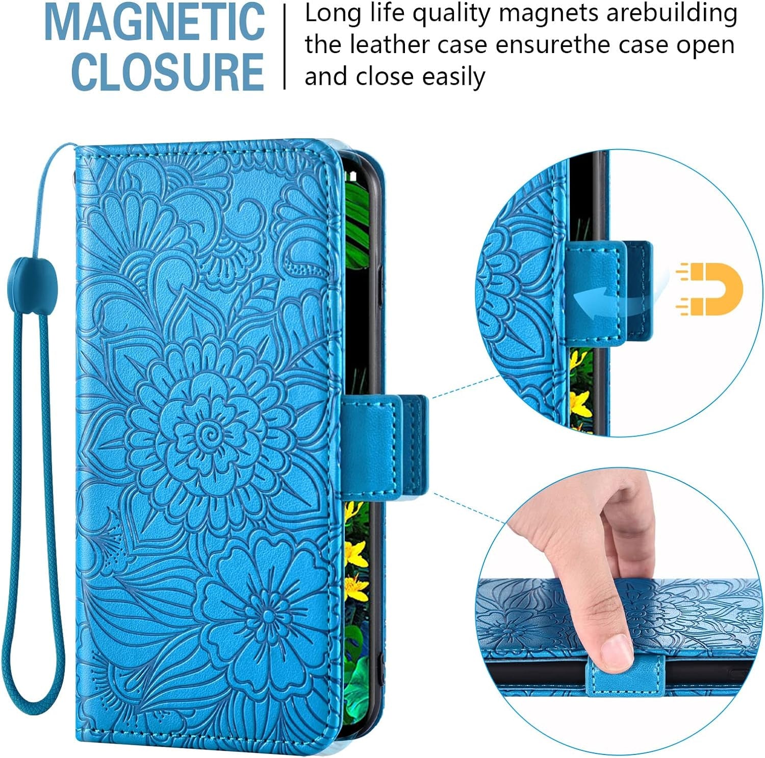 Compatible with LG G8 Thinq Wallet Case and Tempered Glass Screen Protector Card Holder Stand Leather Flip Cell Accessories Phone Cover for LGG8 Thin Q G 8 LG8 G8Thinq Lgg8Thinq 8G Women Men Blue  Asuwish   