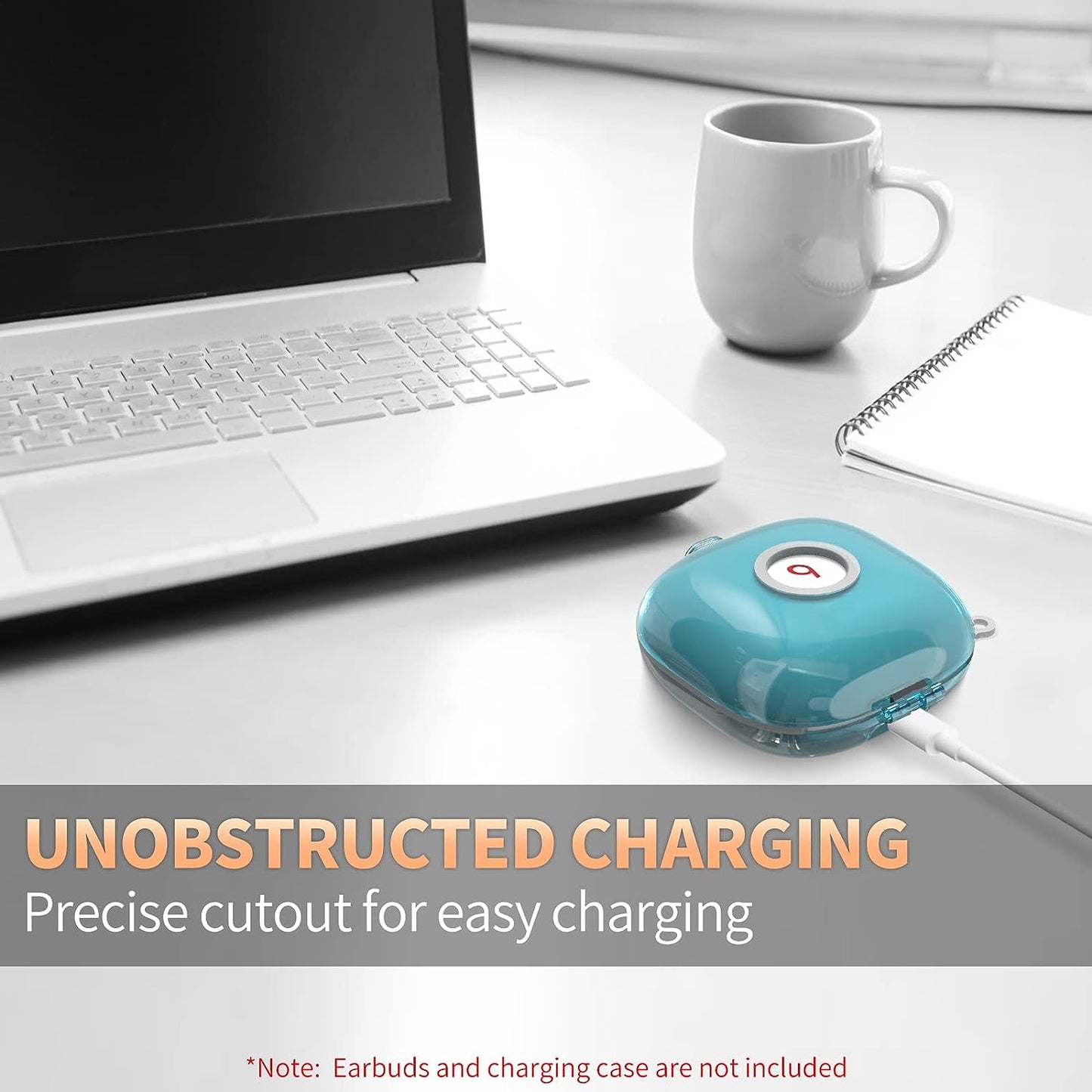 [Upgrade Lock] Case for Beats Fit Pro, Cover Compatible with Beats Fit Pro 2021 Earbuds Armor Shockproof Protective with Anti-Lost Lanyard Keychain (Clear Blue)  AIBEAMER   