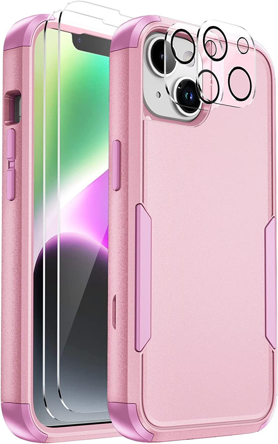 Ezanmull for Iphone 14 Case, [Shockproof] [Dropproof] [Full-Body] [2+Tempered Glass Screen Protector + 2+Tempered Camera Lens Protector] Heavy Duty Protection Phone Case for Apple Iphone 14 (Blue)  Ezanmull Pink  