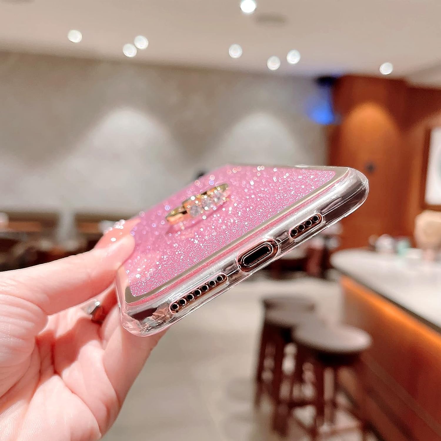 Case for Galaxy Note 20 Ultra 5G Girls Women Cute Luxury Glitter Shiny Sparkly Shell with Ring Stand UPC Soft Slim Bumper Shockproof Protective Phone Cover for Samsung Galaxy Note 20 Ultra 6.9" - Pink  Easyscen   