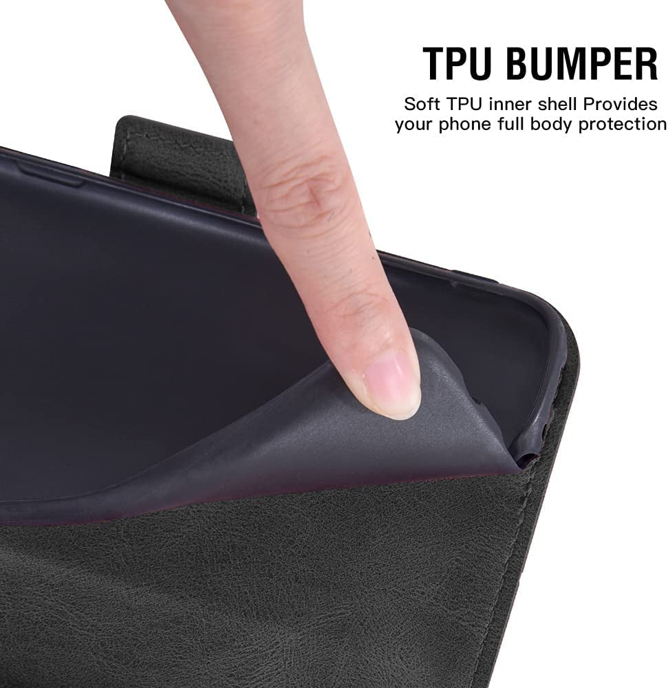 Compatible with Oneplus 8T Oneplus8T plus 9R 5G Wallet Case and Tempered Glass Screen Protector Flip Cover Card Holder Phone Cases for One Plus8T5G on 1 plus 8Tplus 1Plus 8T+ One+ 1+ 1+8T Pro G5 Black  Asuwish   