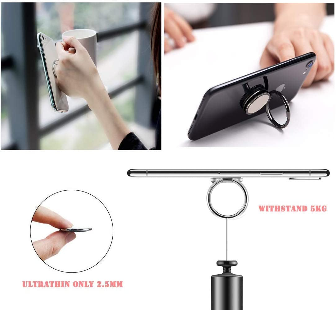 Phone Ring Holder Stand Finger Kickstand 360° Rotation Metal Ring Grip with Magnetic Phone Car Mount Holder Set Compatible with Iphone, Samsung, LG, Sony, HTC ETC (Rose Gold)  sulezhin   