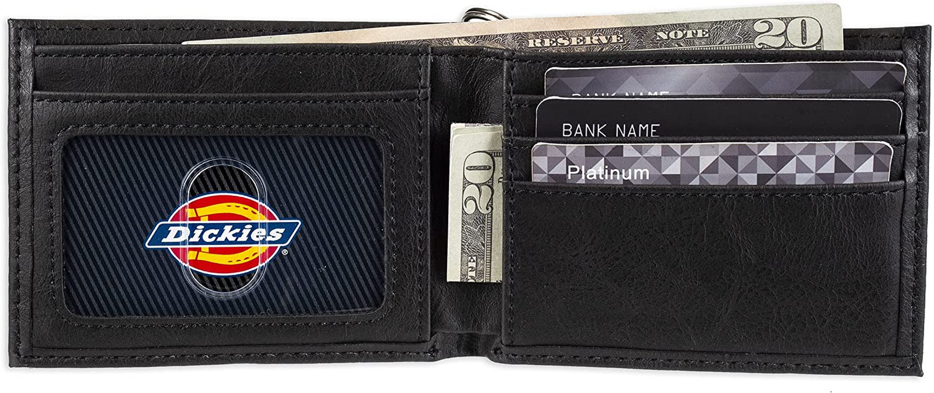 Dickies Men'S Bifold Wallet-High Security with ID Window and Credit Card Pockets, Classic Black, One Size  Randa Accessories   