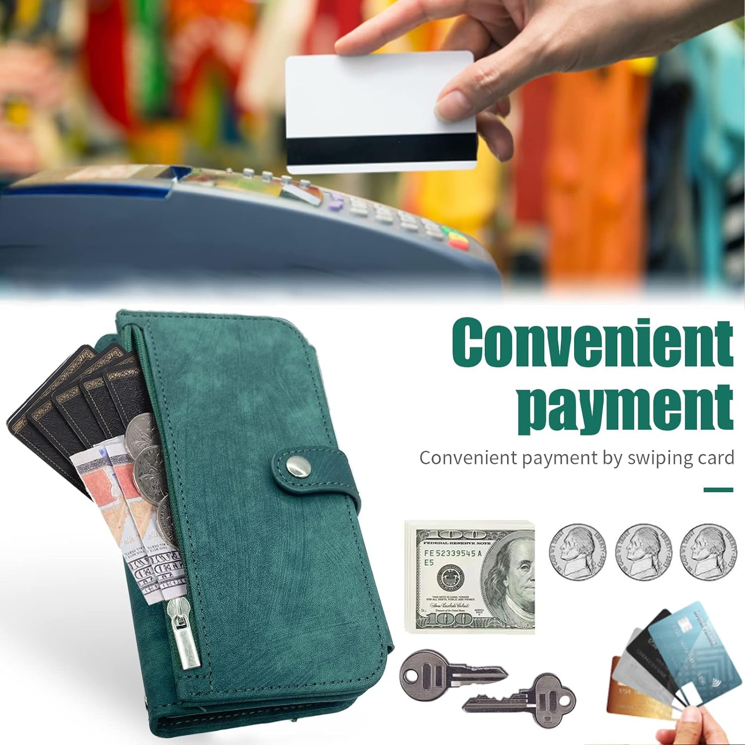 Compatible with LG G7 Thinq Wallet Case 9 Card Slots Retro Leather Flip Credit Card Holdercell Phone Cover for LGG7 One G 7 plus LG7 Fit Lg7Thinq 7G Thin Q G7+ G7Thinq Lgg7Thinq Women Men Green  Furiet   