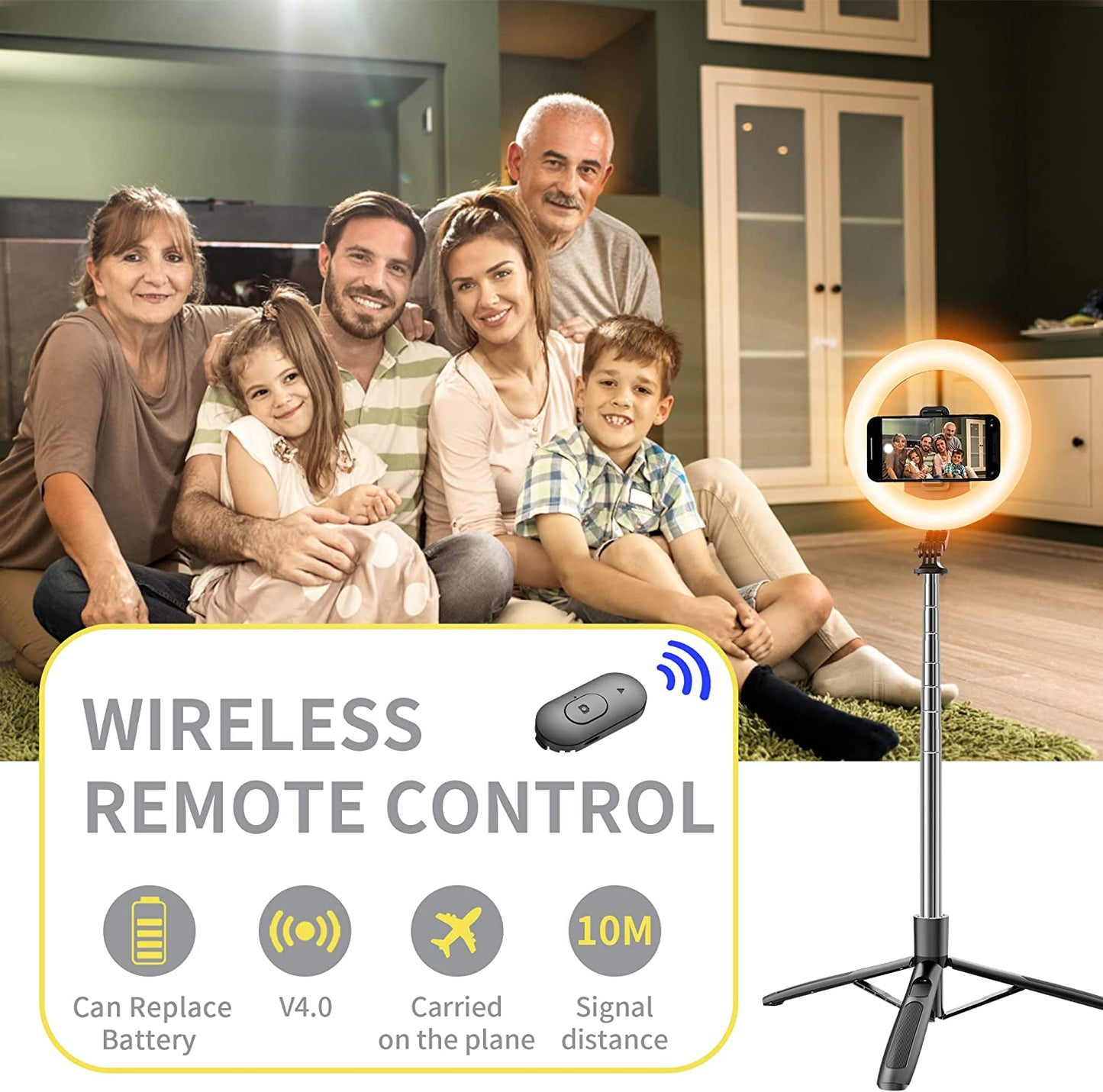 8" Selfie Ring Light with 66" Extendable Tripod Stand & Phone Holder, Portable Unplugged Dimmable LED Ringlight for Live Stream/Makeup/Tiktok/Youtube Video, Compatible with Iphone & Android  LDP   