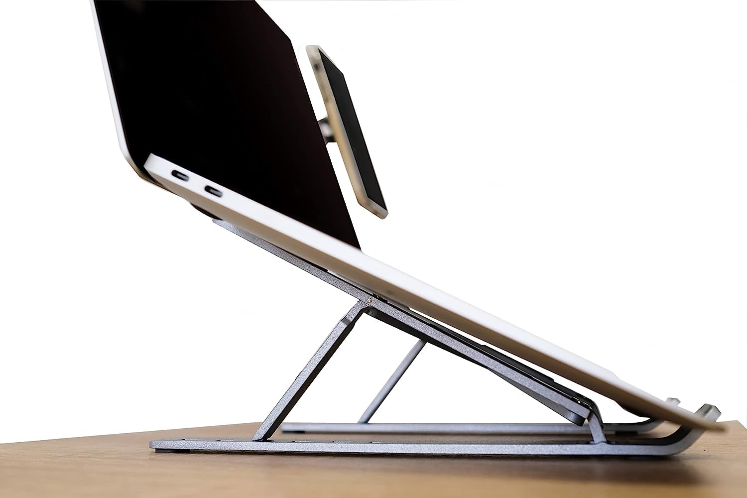 Pack of 2 Aliminum Laptop Stand and Phone Magnetic Portable 7-Level Height Adjustable , Ergonomic Foldable Computer with Phone Holder Compatible with 10-15.6''Laptops and Tablets (Silver) Magnet  generic   