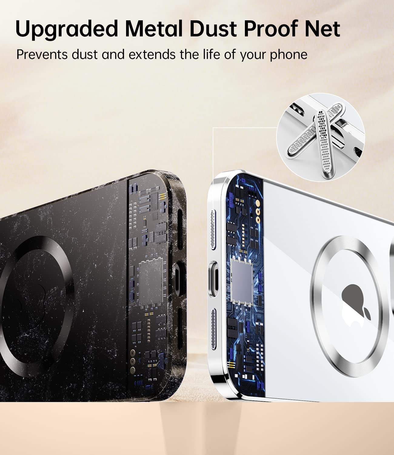 JUESHITUO Magnetic Matallic Glossy Clear for Iphone 14 Case with Full Camera Cover Protection [No.1 Strong N52 Magnets] [Military Grade Drop Protection] for Women Girls Phone Case (6.1")-Silver  JUESHITUO   