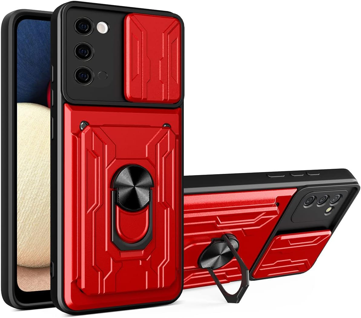 Ccsmall Case for Samsung Galaxy Note 20 5G with Card Holder, Heavy Duty Protection Phone Case with Magnetic Ring Kickstand Slide Camera Cover for Samsung Galaxy Note 20 4G/5G LJK White  CCSmall Red Samsung Galaxy Note 20 5G 