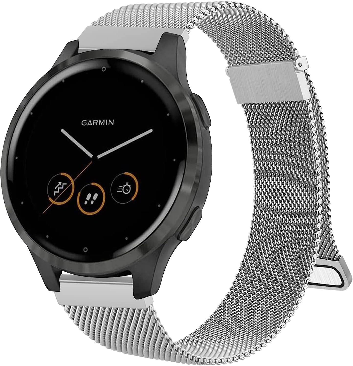 Wanme Metal Bands for Garmin Venu 2 Band, Garmin Vivoactive 4 Bands Women Men, Stainless Steel Mesh Magnetic Replacement Wristband Bracelet Strap Compatible with Garmin Vivoactive 4 / Venu 2 / Forerunner 255 Smart Watch  Wanme Silver  