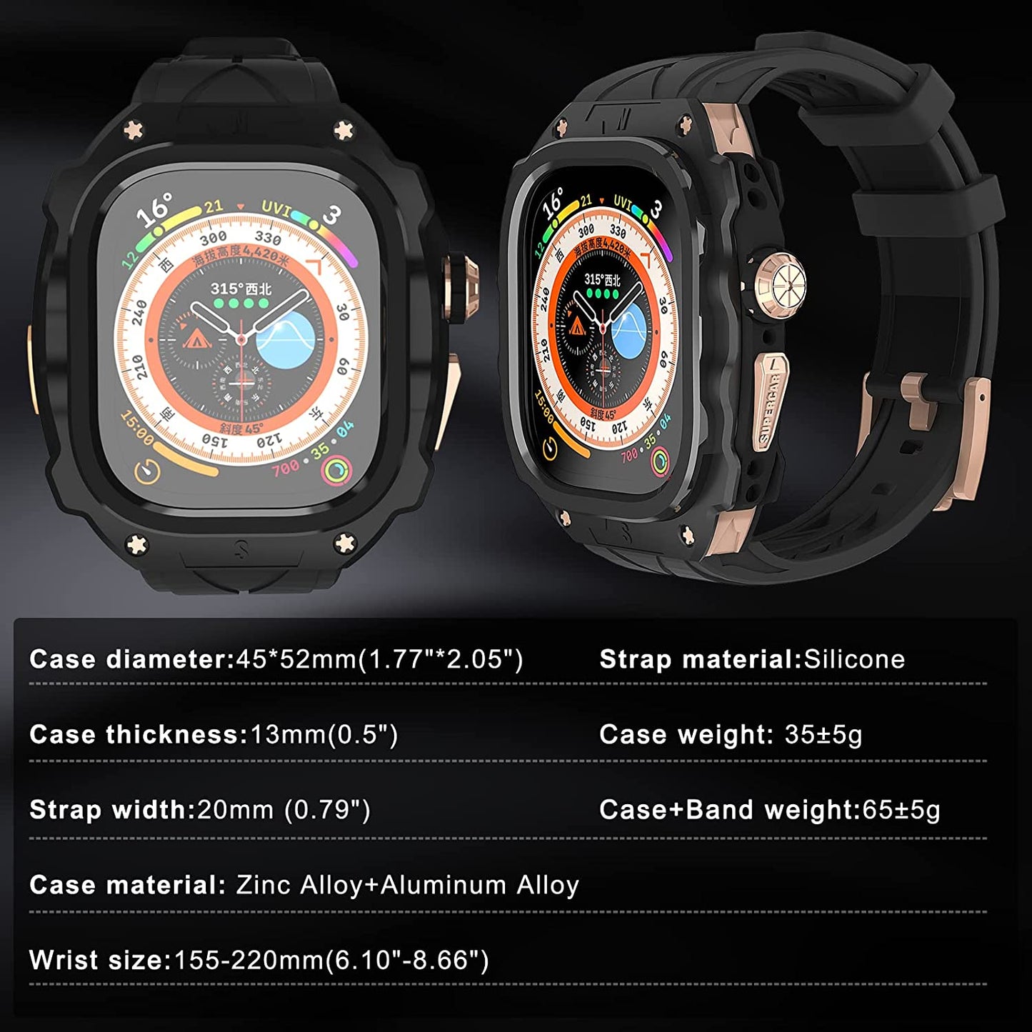 Yimingsun Metal Case for Apple Watch Ultra 49Mm Band Men Rugged Case Bumper Heavy Duty Metal Cover for Apple Watch Ultra 49Mm  YiMingSun   