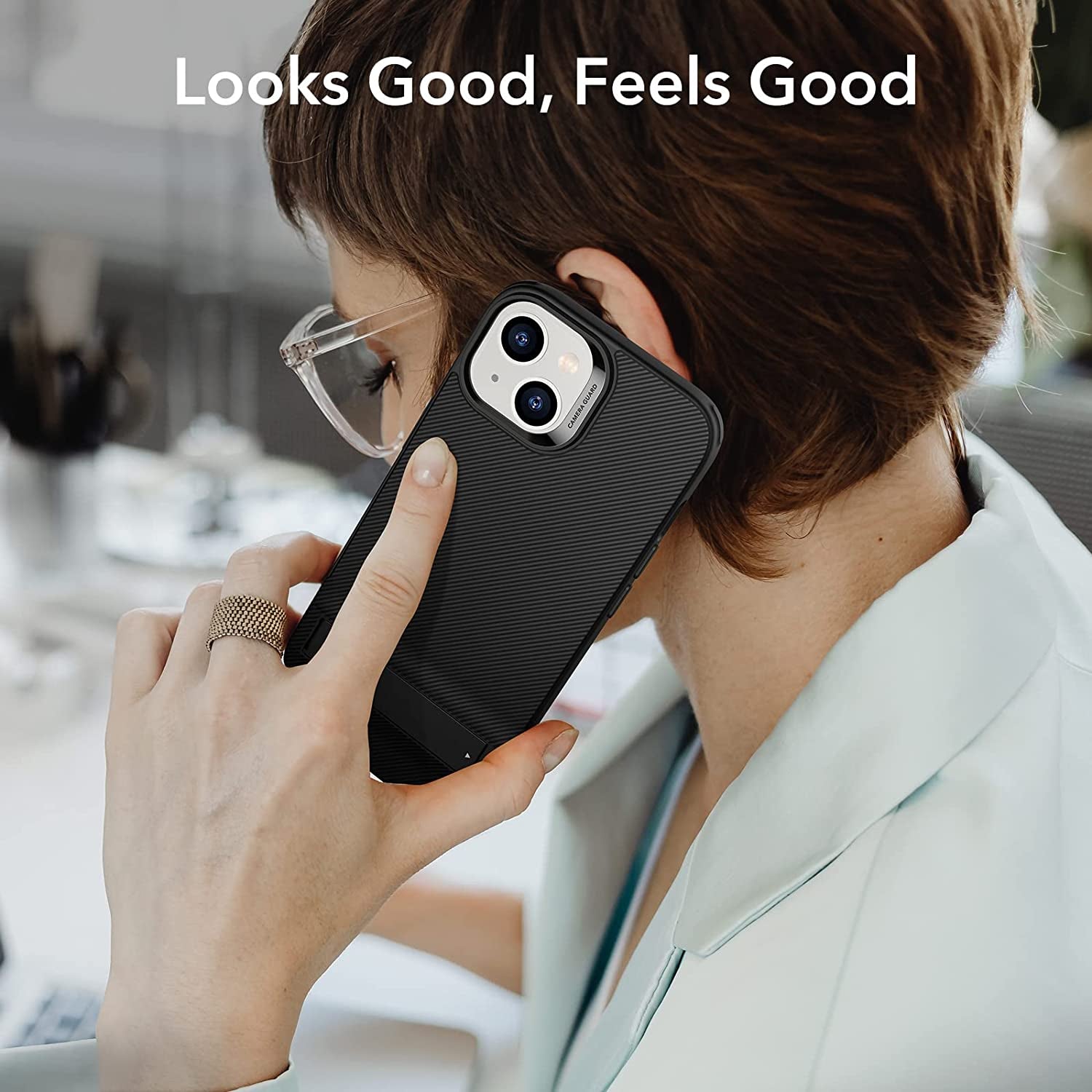 ESR for Iphone 14 Case/Iphone 13 Case, 3 Stand Modes, Military-Grade Drop Protection, Supports Wireless Charging, Slim Back Cover with Stand, Phone Case for Iphone 14/13, Metal Kickstand Case, Black  Electronic Silk Road Corp   