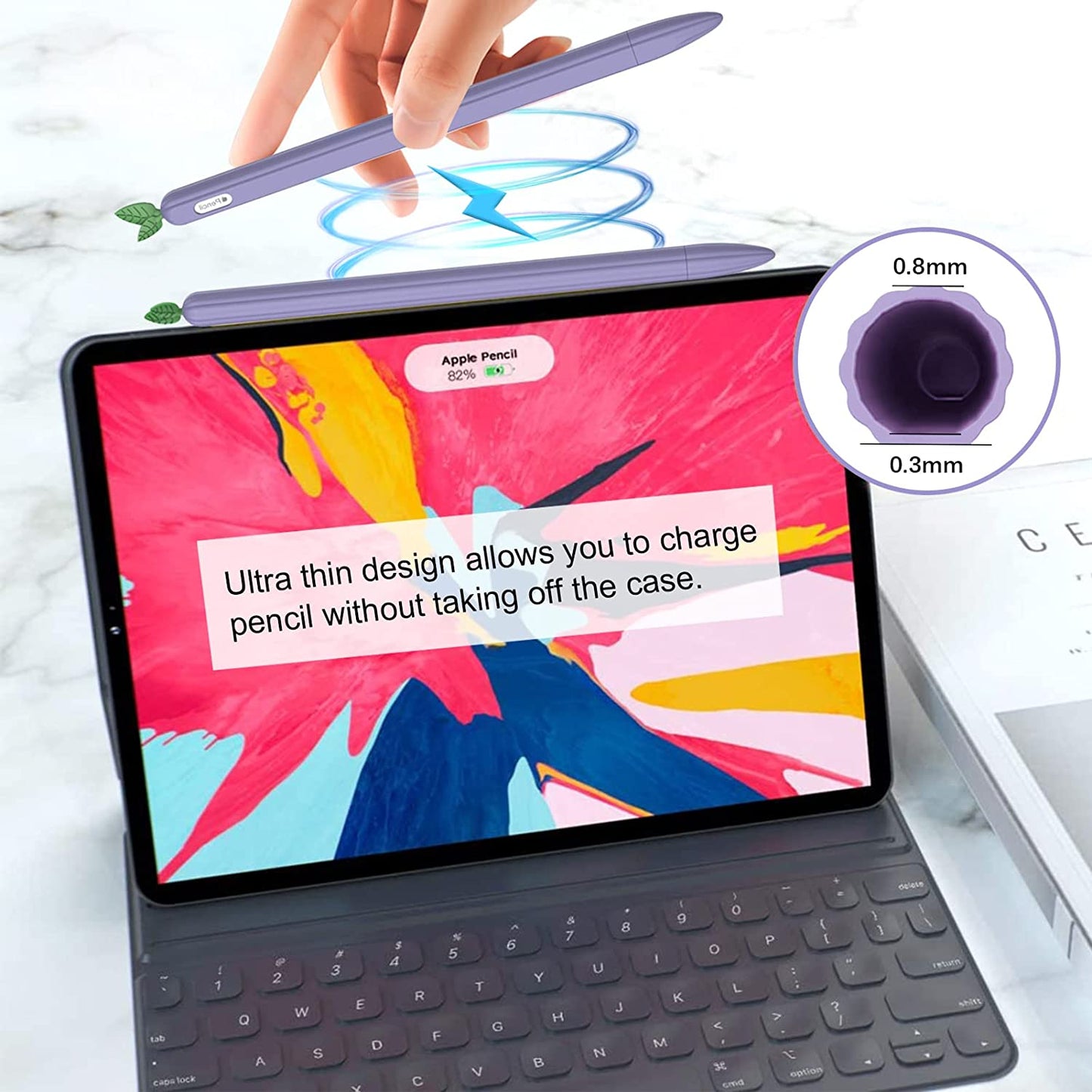 WITOP Apple Pencil 2Nd Generation Case,Ipencil Case Sleeve Cute Fruit Design Silicone Soft Protective Cover Accessories Compatible with Apple Pencil 2Nd Generation (Purple)  WITOP   