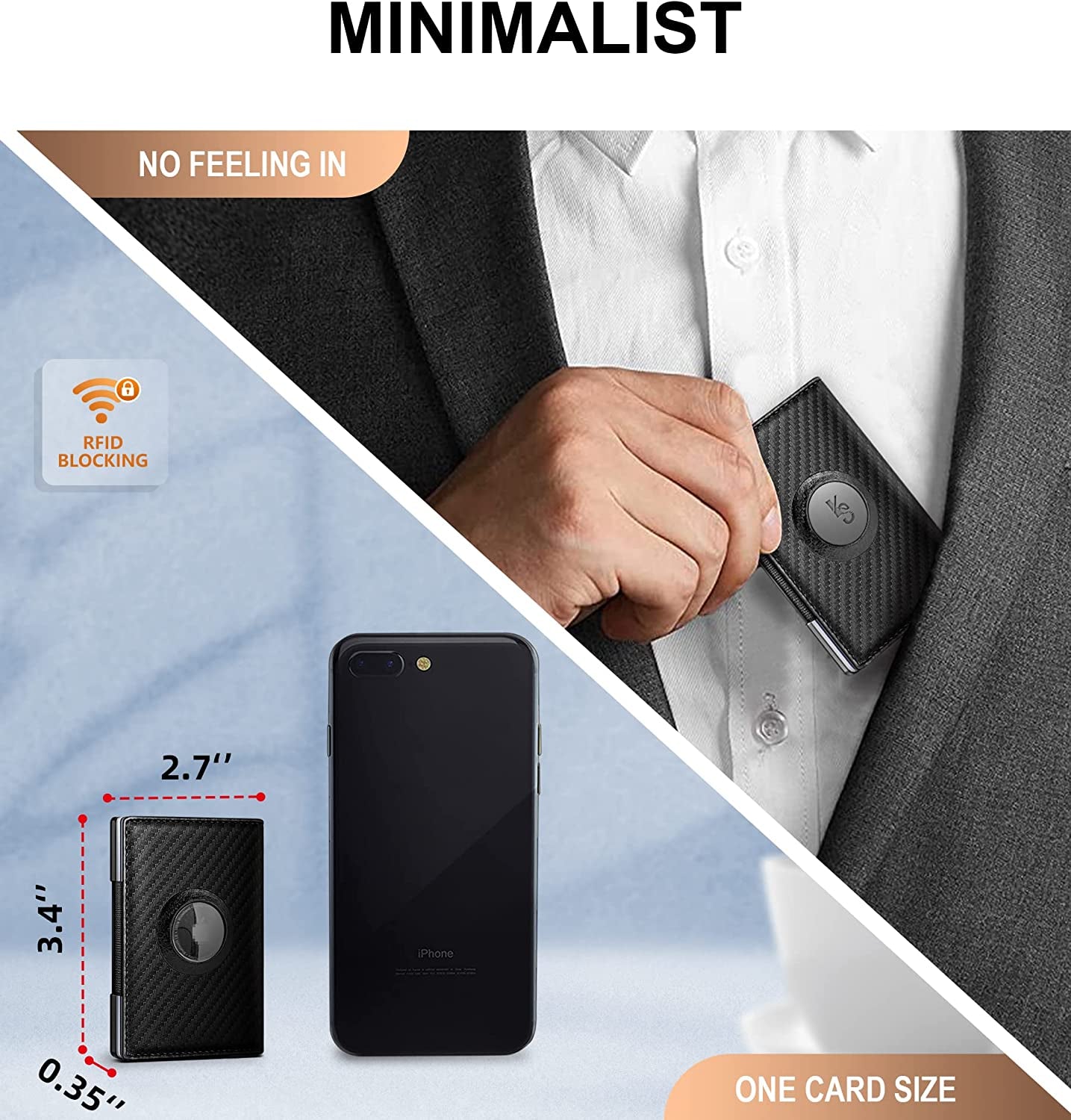 Men Wallet,Kemisant Smart Slim Wallet Money Clip for Men Compatible with Apple Airtag,Rfid Blocking  KEMISANT   