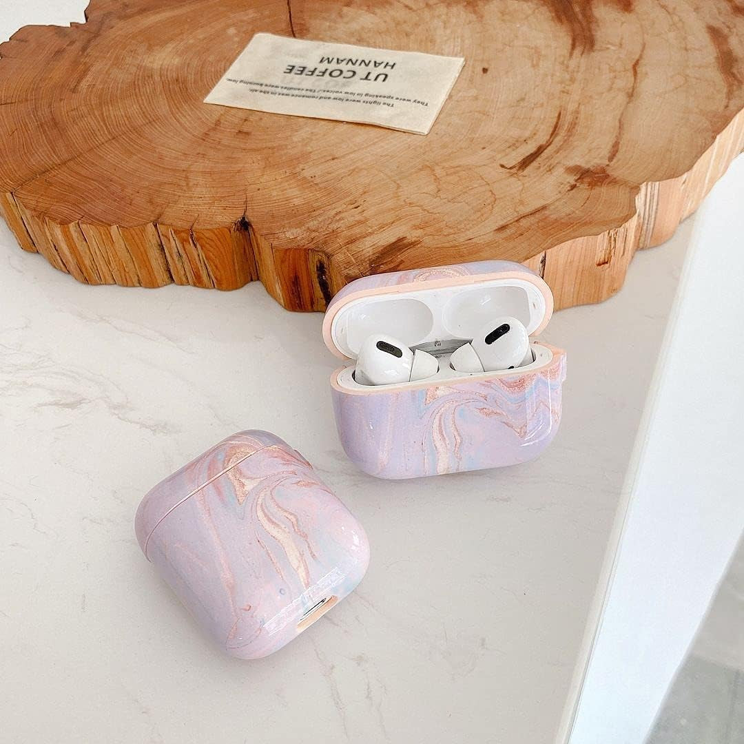 ZARLLUIT Purple Marbled Airpods Case - Airpods 2/1 Marble Decals Case, Water Paste Process Soft Flexible TPU Purple Marble Protective Cover for Apple Airpods 2/1- Only Airpod Case in Box  ZARLLUIT   