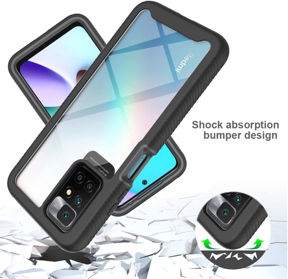 Elubugod Case for Xiaomi Redmi 10 4G Case Cover,Anti-Fall and Shock-Absorbing Protective with Screen Protector Case for Xiaomi Redmi 10 4G / Redmi 10 2022 Case Blue  Elubugod   