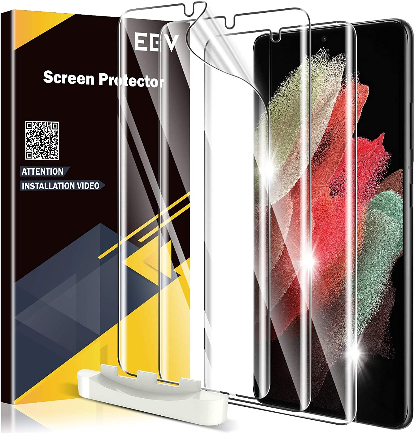 EGV [3 Pack] Compatible for Samsung Galaxy S21 Ultra 6.8-Inch, [Not Glass] Flexible Screen Protector [Support Fingerprint Unlock] Bubble Free [Easy Installation Tool]  EGV   