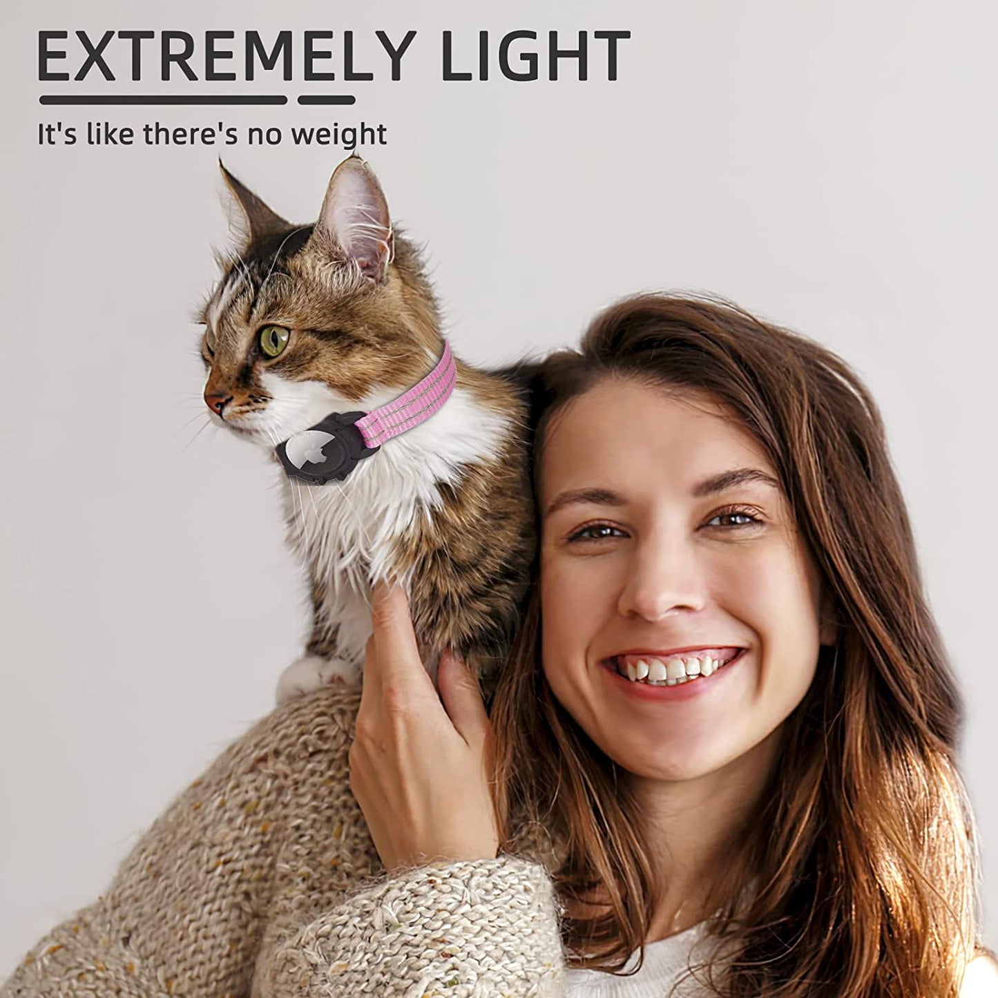 FEEYAR Airtag Cat Collar,Integrated Kitten Collar with Apple Airtag Holder, Reflective GPS Cat Collar with Bell[Pink], Lightweight Tracker Cat Collars for Girl Boy Cats, Kittens and Puppies  FEEYAR   