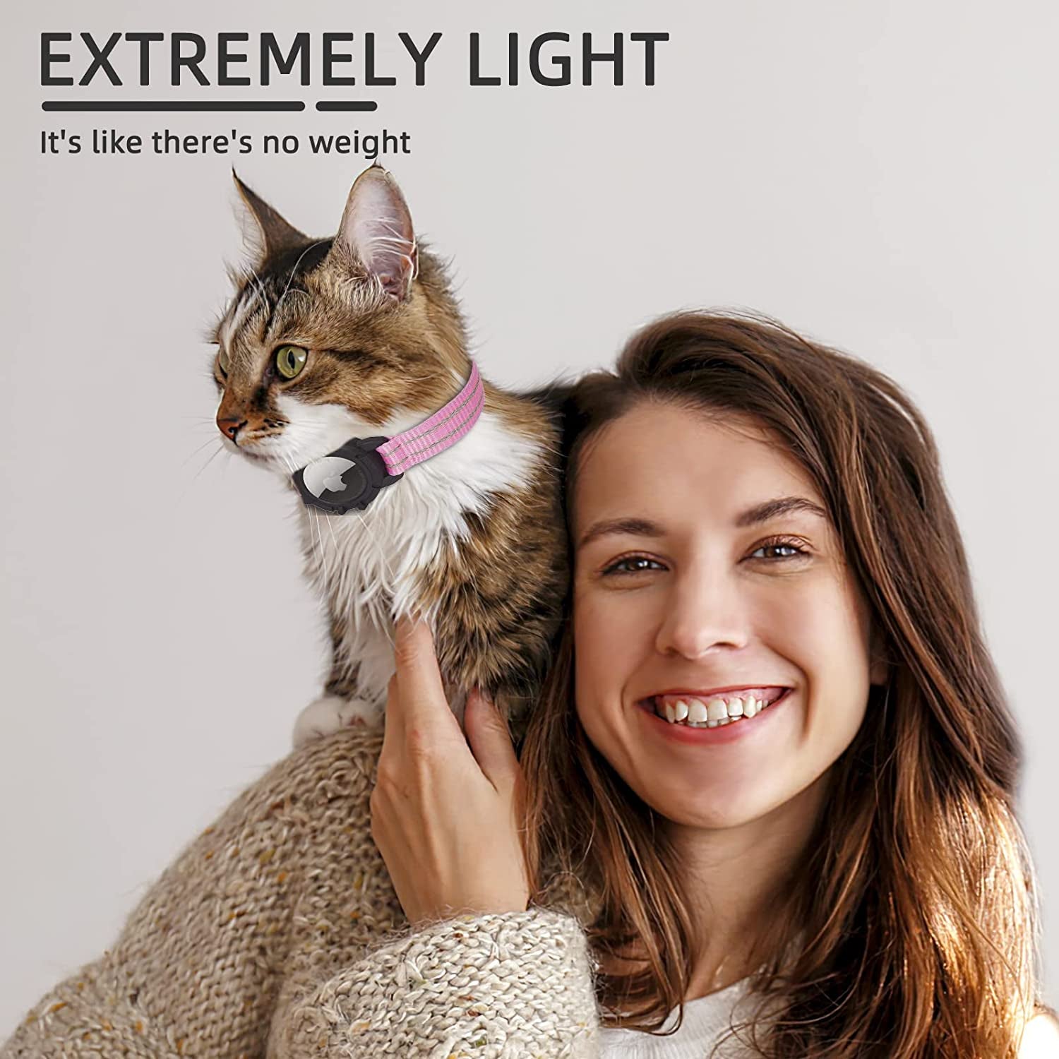 FEEYAR Airtag Cat Collar,Integrated Kitten Collar with Apple Airtag Holder, Reflective GPS Cat Collar with Bell[Pink], Lightweight Tracker Cat Collars for Girl Boy Cats, Kittens and Puppies  FEEYAR   