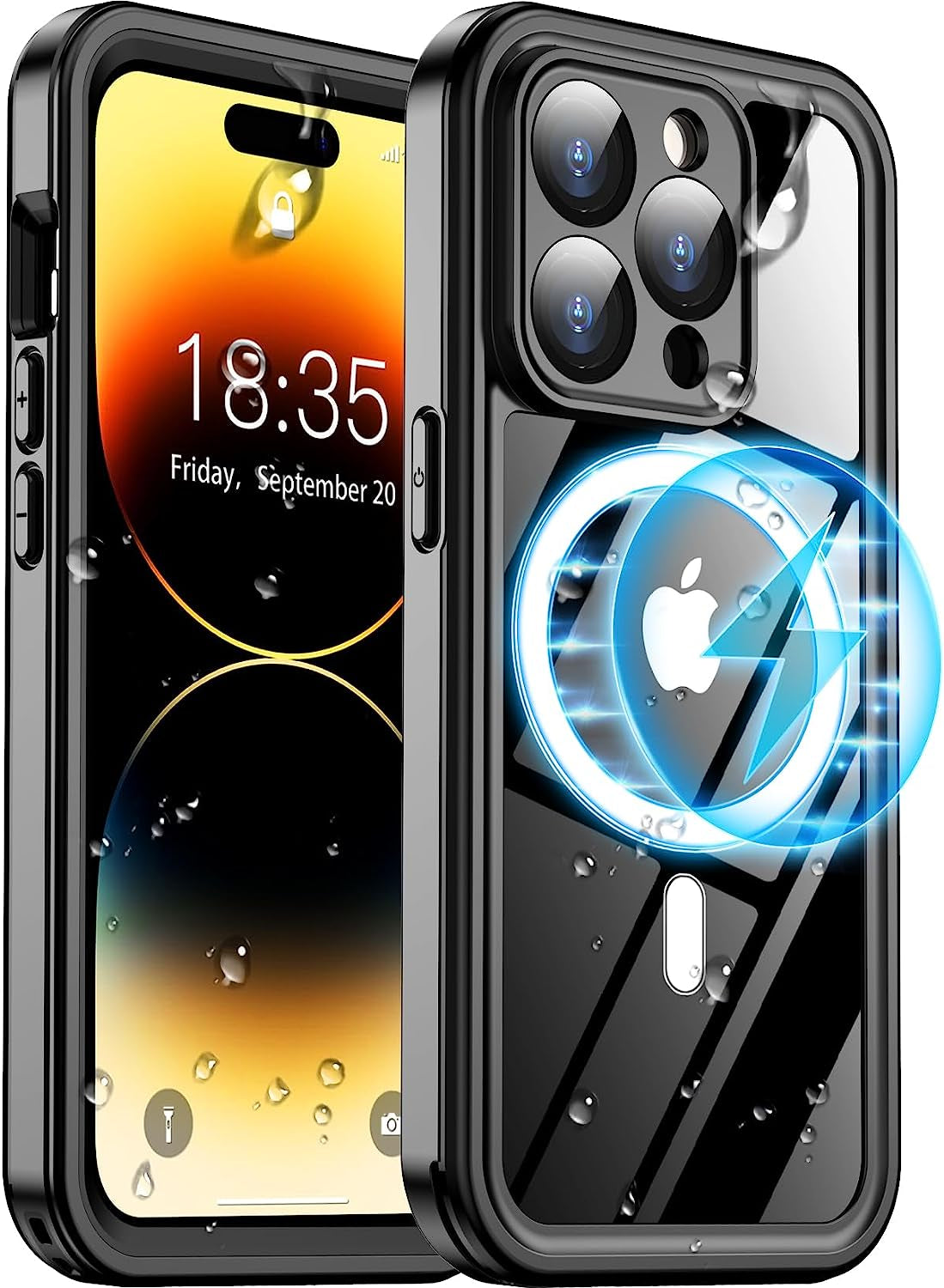 Temdan [Real 360] for Iphone 13 Pro Max Case Waterproof, Built-In 9H Tempered Glass Camera Lens & Screen Protection [13Ftmilitary Dropproof][Full-Body Shockproof][Ip68 Underwater] Phone Case Blue  Temdan Black/Clear-Mag Iphone 14 Pro 