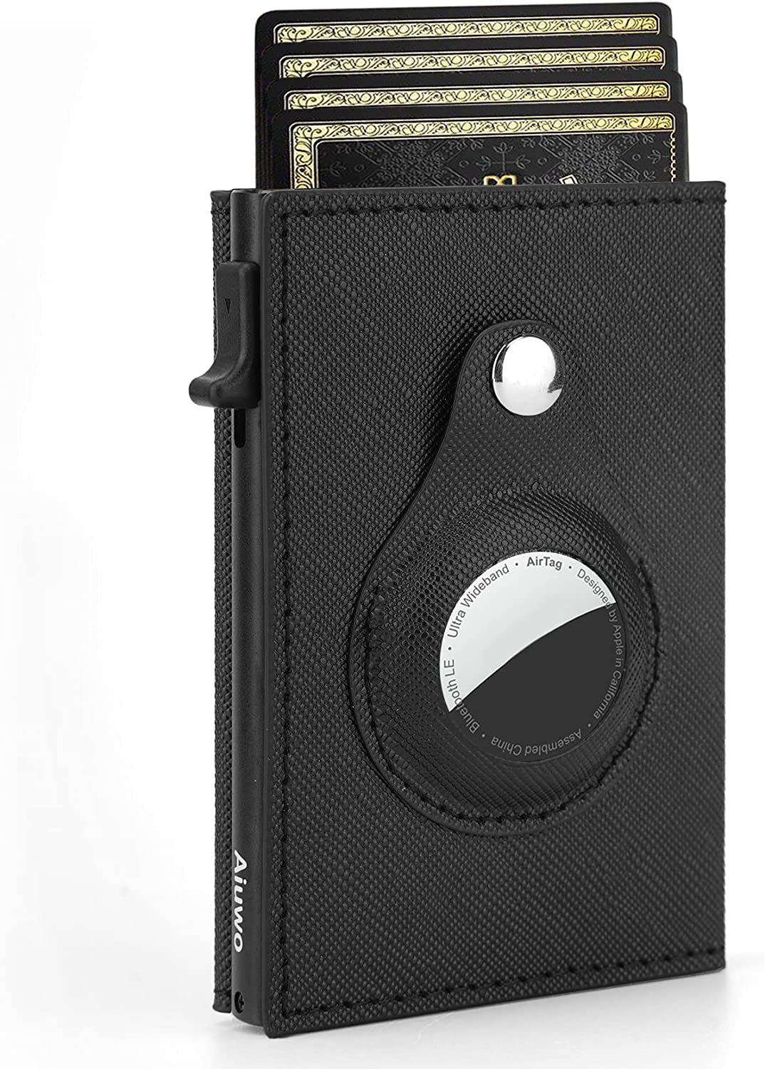 Aiuwo Wallet for Men Slim Wallet RFID Blocking Money Clip Wallets for Men,Minimalist Wallet for Men with Money Pocket  AIUWO B-Cross Black-Airtag Slot  