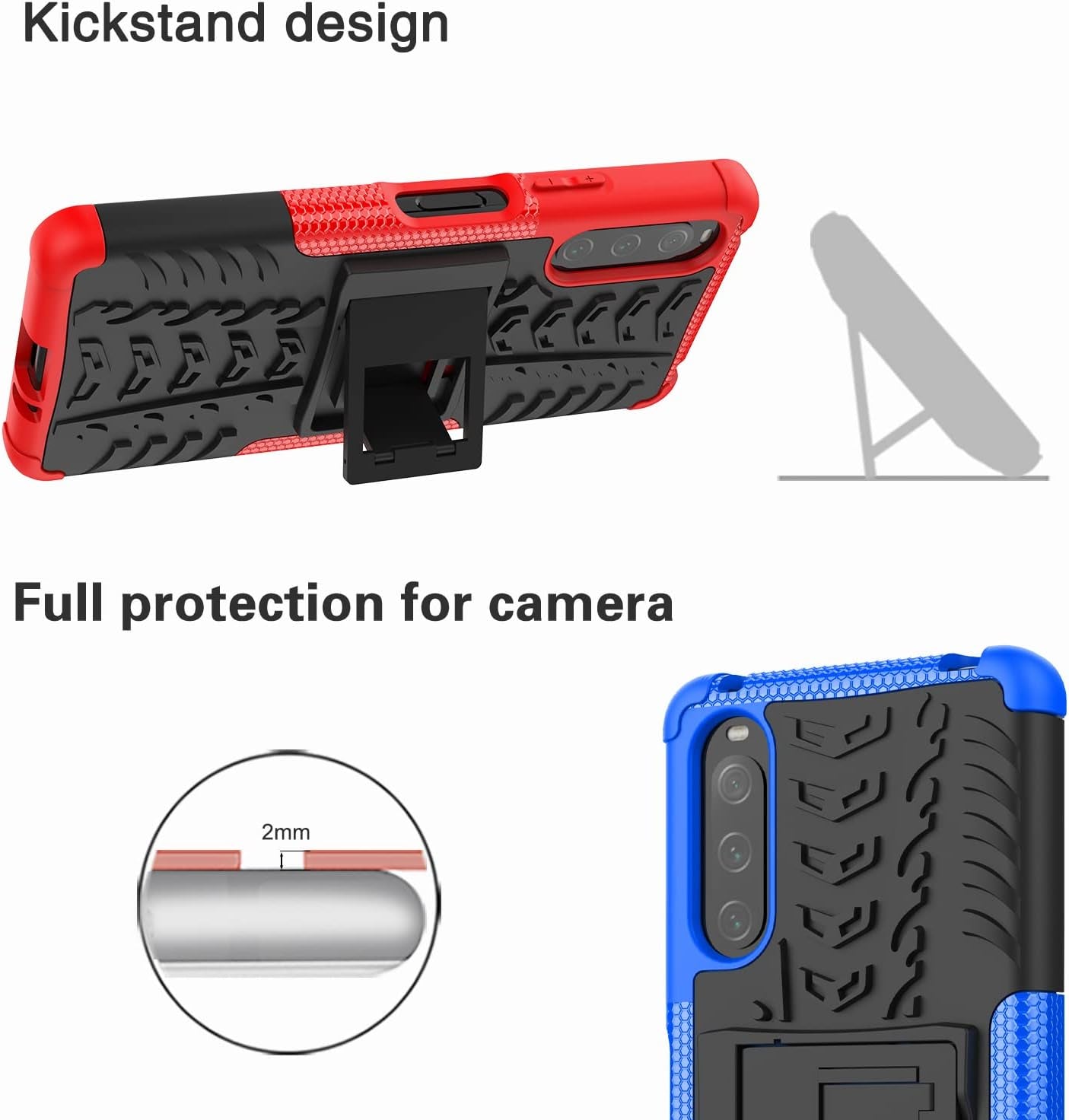 Ysnzaq Tyre Pattern Phone Case for Sony Xperia 10 IV, TPU and PC Double Layer Shockproof Protection with Durable Kickstand Phone Cover for Sony Xperia 10 IV XW Purple  Ysnzaq   