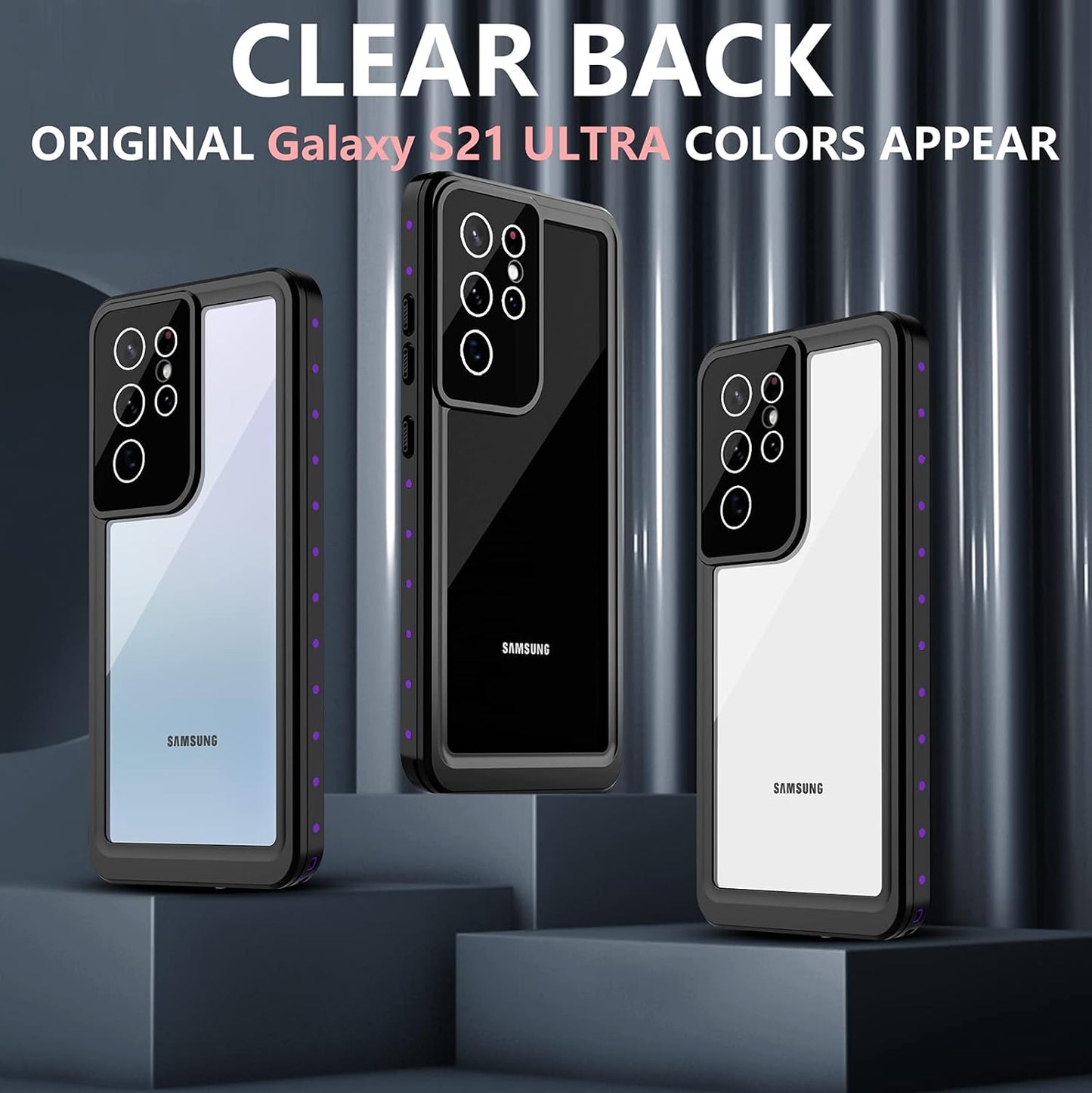 Oterkin Samsung Galaxy S21 Ultra Waterproof Case, Built-In Screen Protector, Dustproof Shockproof 360 Full Body, Purple  Oterkin   