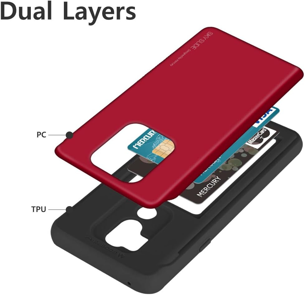 Mercury [Sliding Card Holder] Protective Dual Layer Bumper [TPU+PC] Cover with Card Slot Wallet for LG G7 Thinq (Red) LGG7-SKY-RED  Mercury   