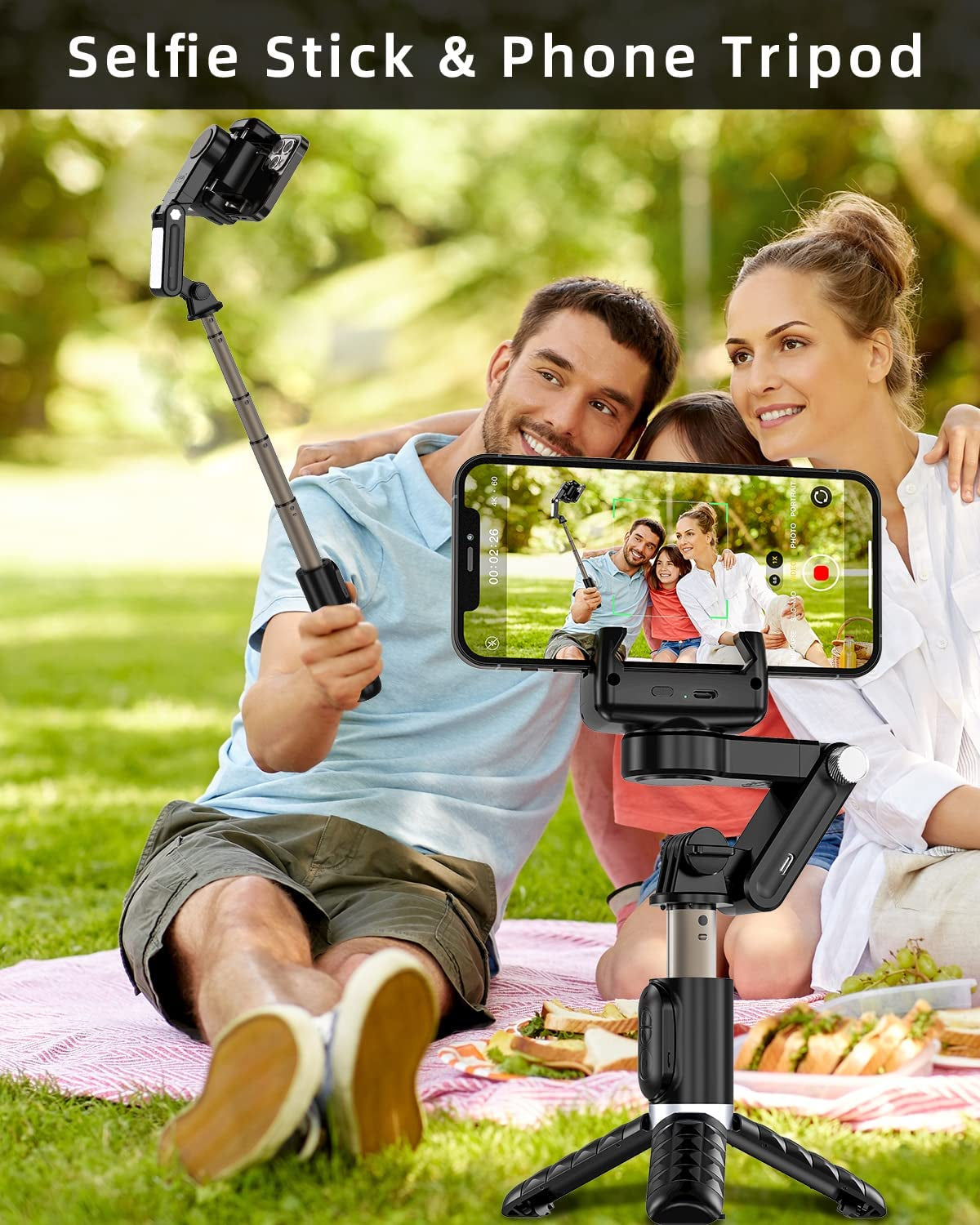 Gimbal Stabilizer with Phone Tripod for Iphone: Handheld Gimble with Remote Selfie Stick & 360 Face Tracking Stand for Iphone & Samsung Smartphone Mobile Camera Recording | Vlogging Tiktok Video  ZIZUTTIN   