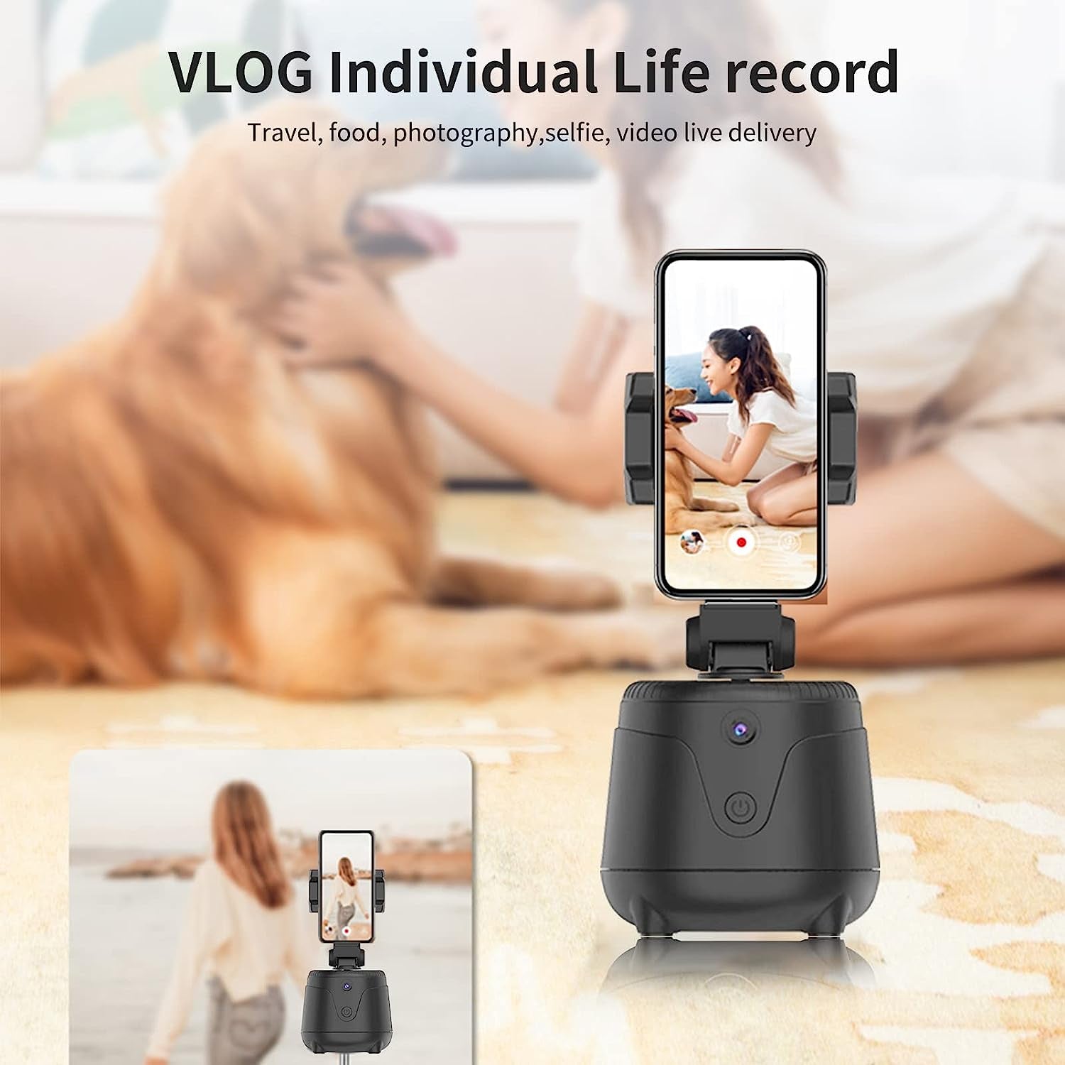 Dsfen Smart Tracking Phone Holder 360° Rotation Auto Face Tracking Cell Phone Tripod Stand Gimbal No App Battery Operated for Video Shooting Live Streaming Vlog Selfie  dsfen   