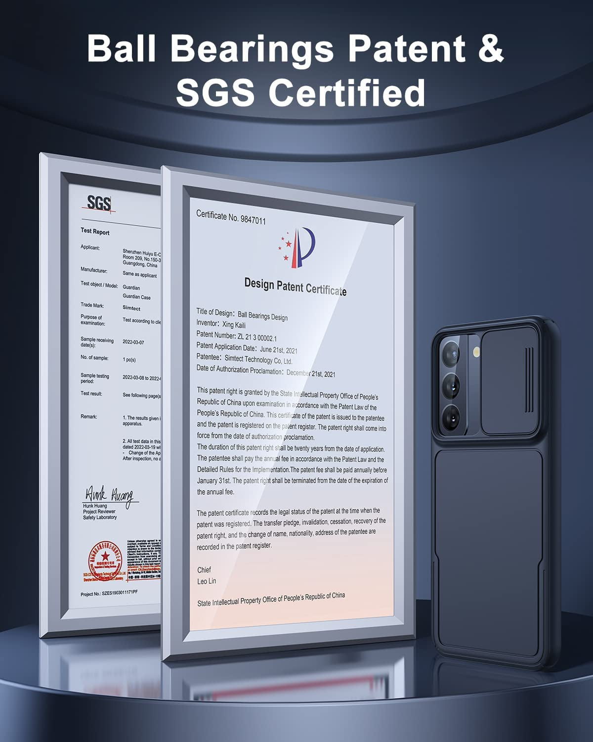 Simtect Designed for Samsung Galaxy S22 Case with Camera Cover [12FT Military Shockproof] [Airbag Protection] Slide Camera Cover Protection for Samsung Galaxy S22 Case 5G 6.1 Inch, Navy Blue  YSKWA   