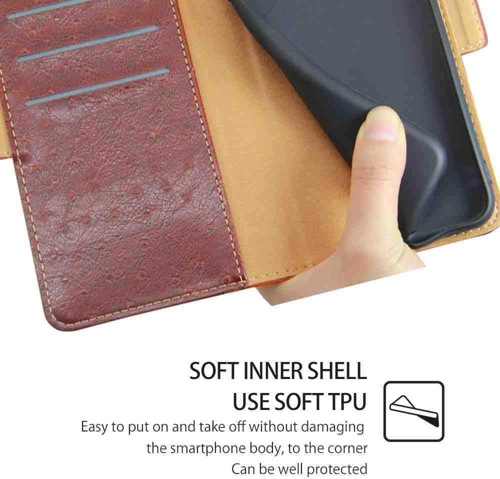 Cyr-Guard Phone Cover Wallet Folio Case for LG V30, Premium PU Leather Slim Fit Cover for LG V30, Good Touch, Brown  Cyr-Guard   