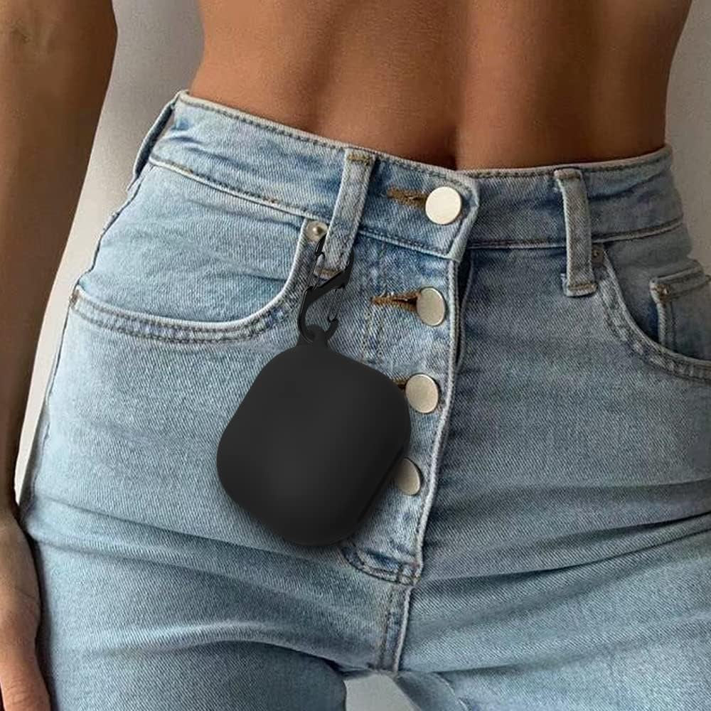 Geiomoo Silicone Case Compatible with Beats Fit Pro, Scratch Resistant Carrying Cover with Carabiner (Black)  Geiomoo   